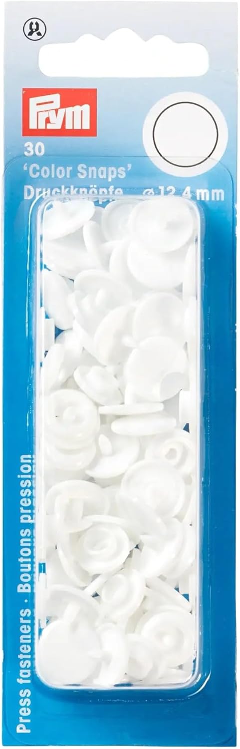 Prym Colour Snaps, Round 12.4mm x 30 sets - White
