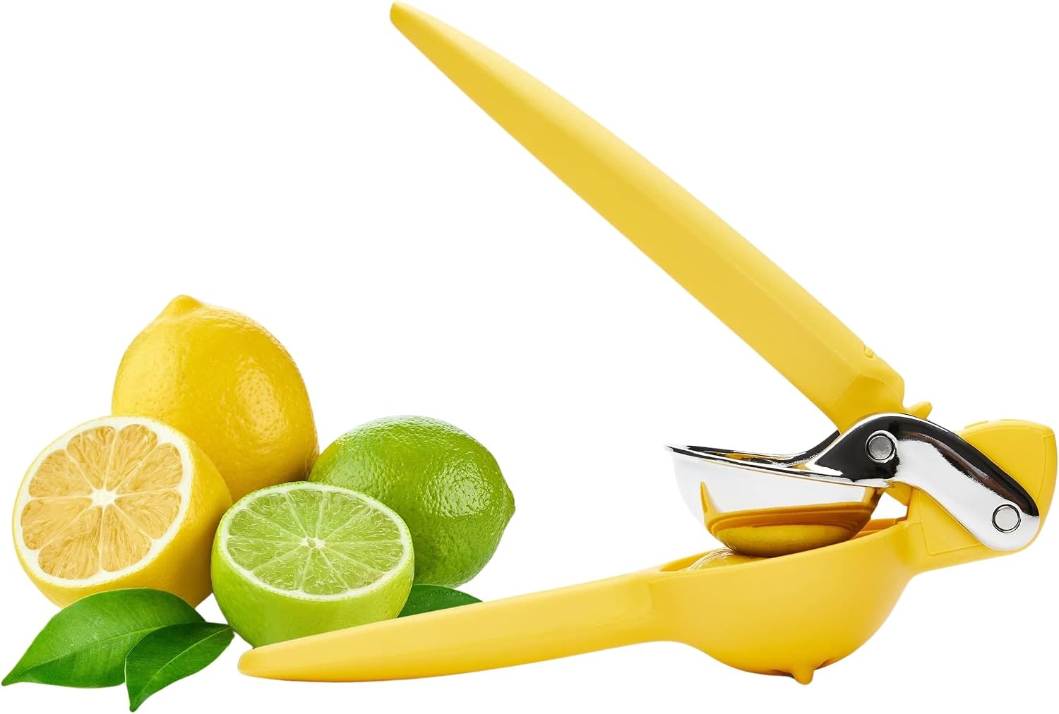 Chef'n FreshForce Lemon Squeezer Citrus Juicer, Manual Hand Press with Dual-Gear Power for Maximum Juice Extraction, Durable, Yellow