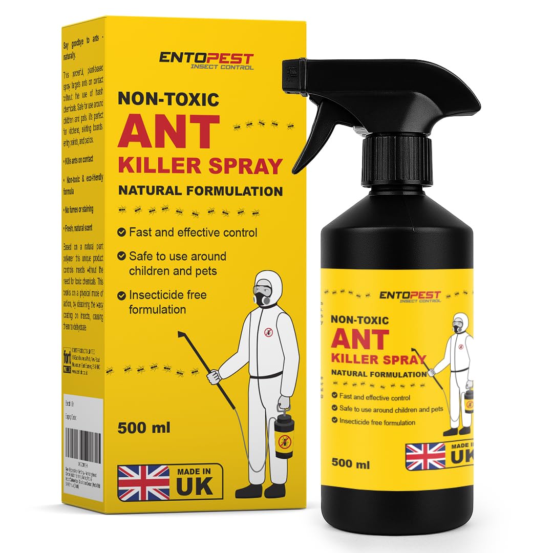 Entopest Non-Toxic Ant Killer Spray β Fast-Acting Insect Control Solution for Home, Garden, Patio & Indoor/Outdoor Use | Kills Ants on Contact | Pet & Child Safe Formula | Eco-Friendly (500ml)