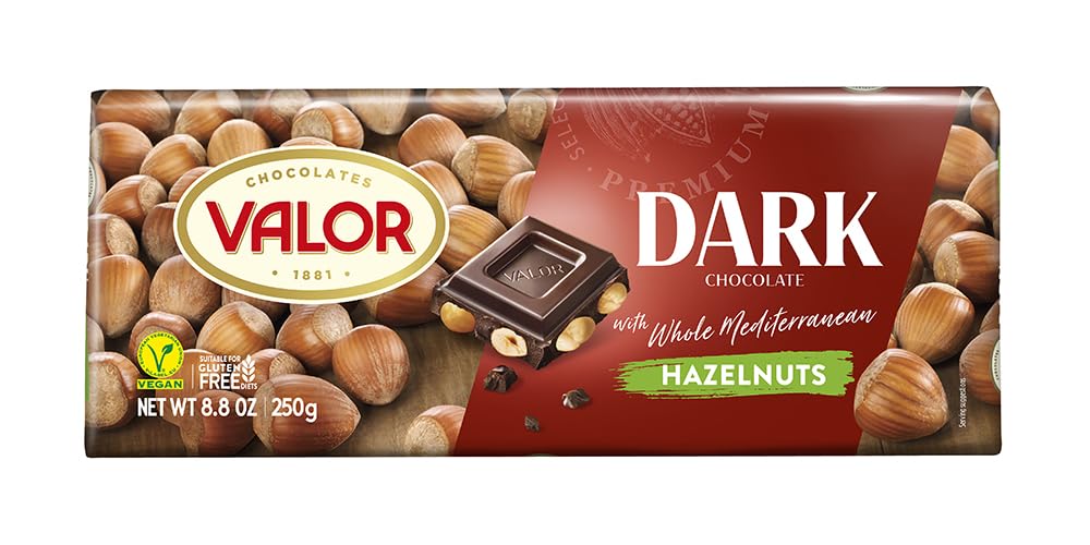 Valor. Dark Chocolate with whole Mediterranean Hazelnuts. 250g (8.75oz).