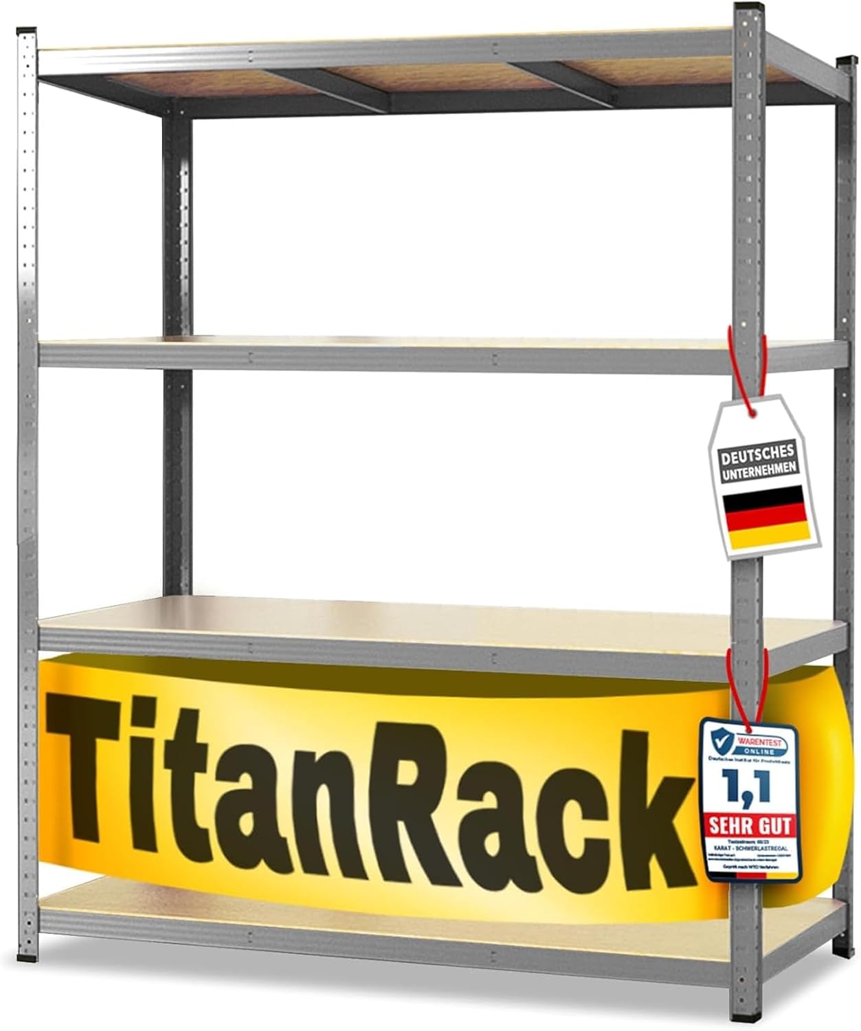 Floordirekt Wide Metal Storage Shelves, Boltless Metal Shelf Racking Stroage Systems, Heavy-Duty Industrial Shelves for Warehouse, Garage, Basement, Office (Galvanised, Mammut: 200 x 180 x 60 cm)