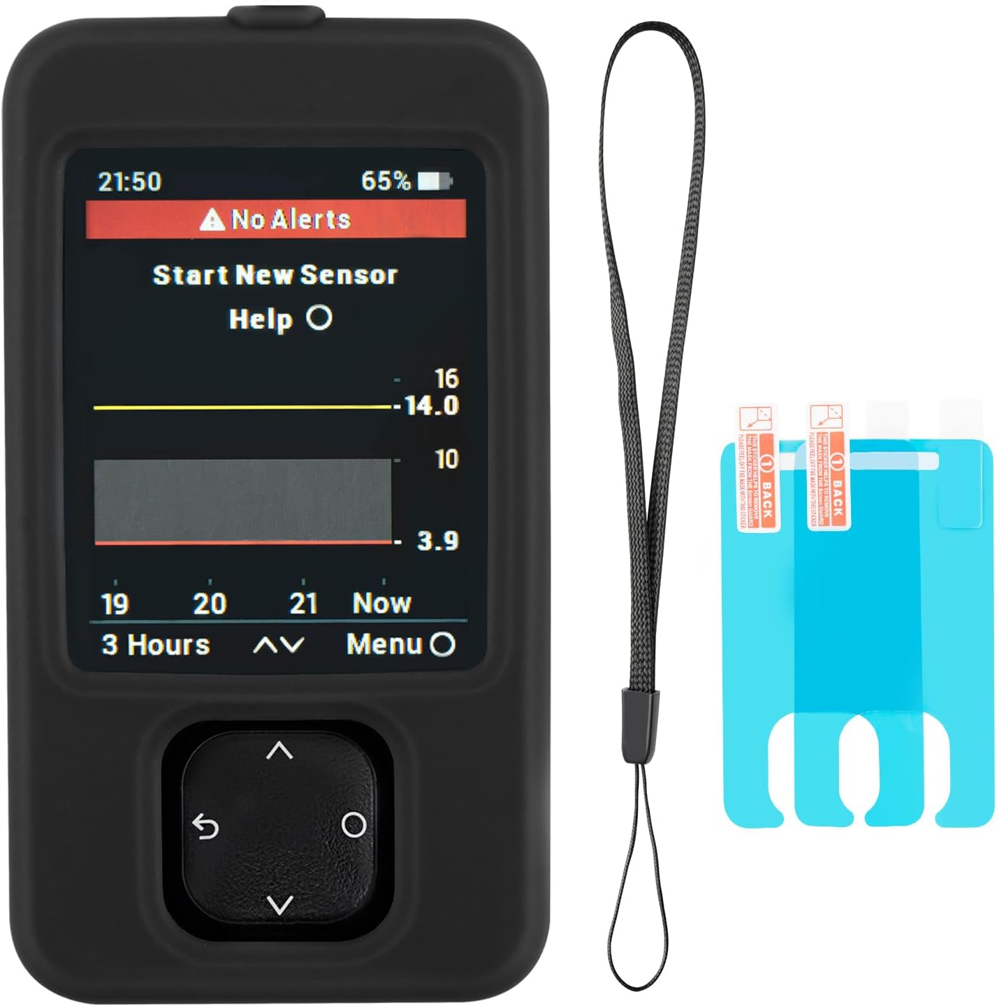 Dexcom G7 Receiver Case with Wrist Lanyard and 2PCS Screen Protector (Black)
