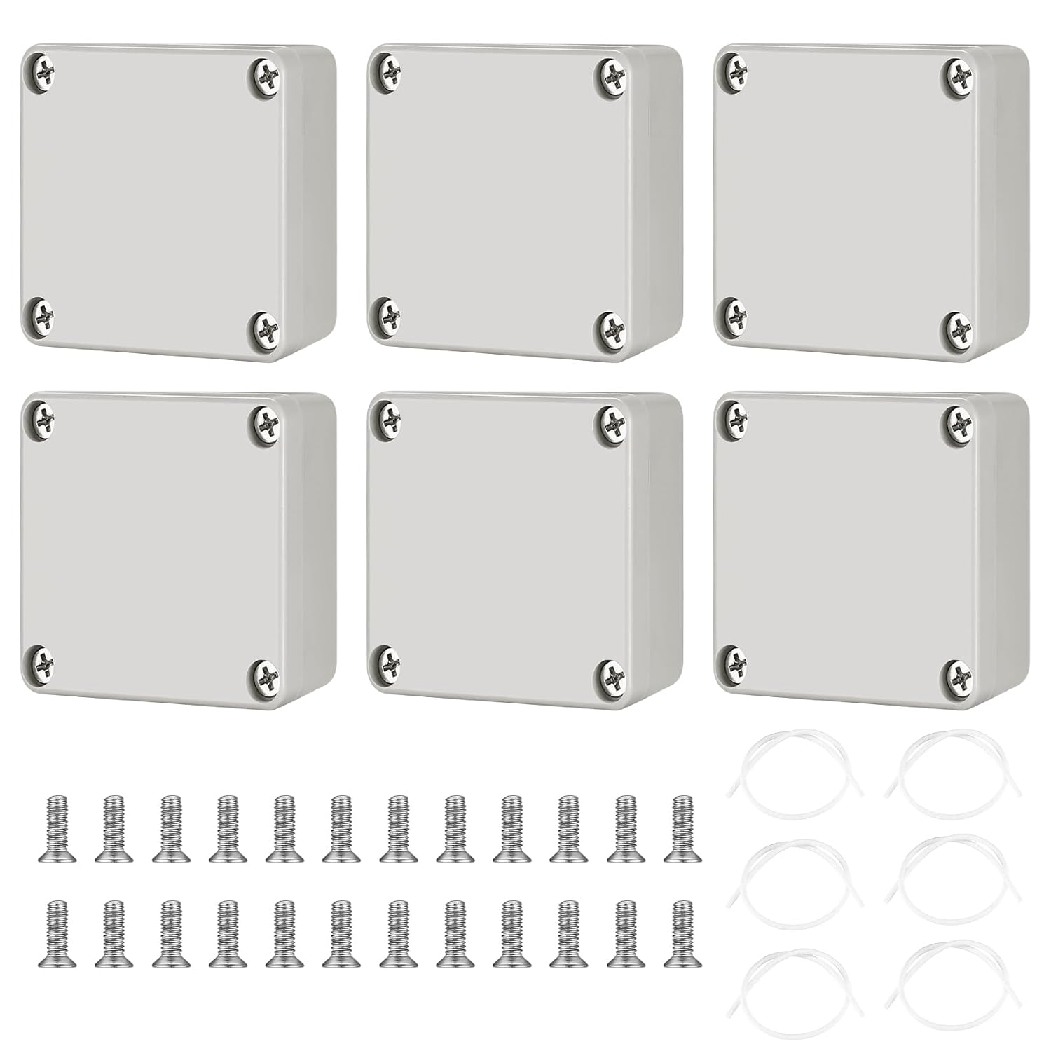 6 Pcs Waterproof Junction Box, IP65 Outdoor Cable Connectors, Electrical External Wire Junction Box - Grey-White, 63x58x35mm