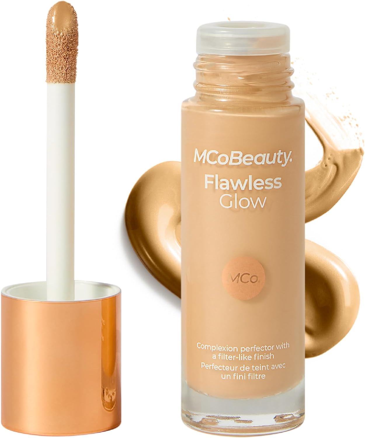 MCoBeauty Flawless Glow Luminous Skin Filter - 4 Medium - Primer | 4-in-1 Primer, Highlighter & Foundation Booster, Squalane & Vitamin E, Vegan & Cruelty Free