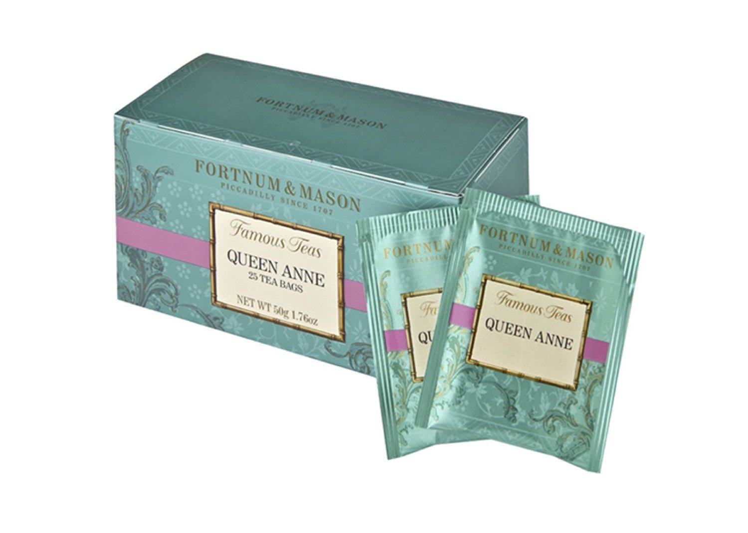 Fortnum and Mason Queen Anne Blend 25 Count Tea Bags (1 Pack) | Cellophane Sealed Box | Enveloped Teabags