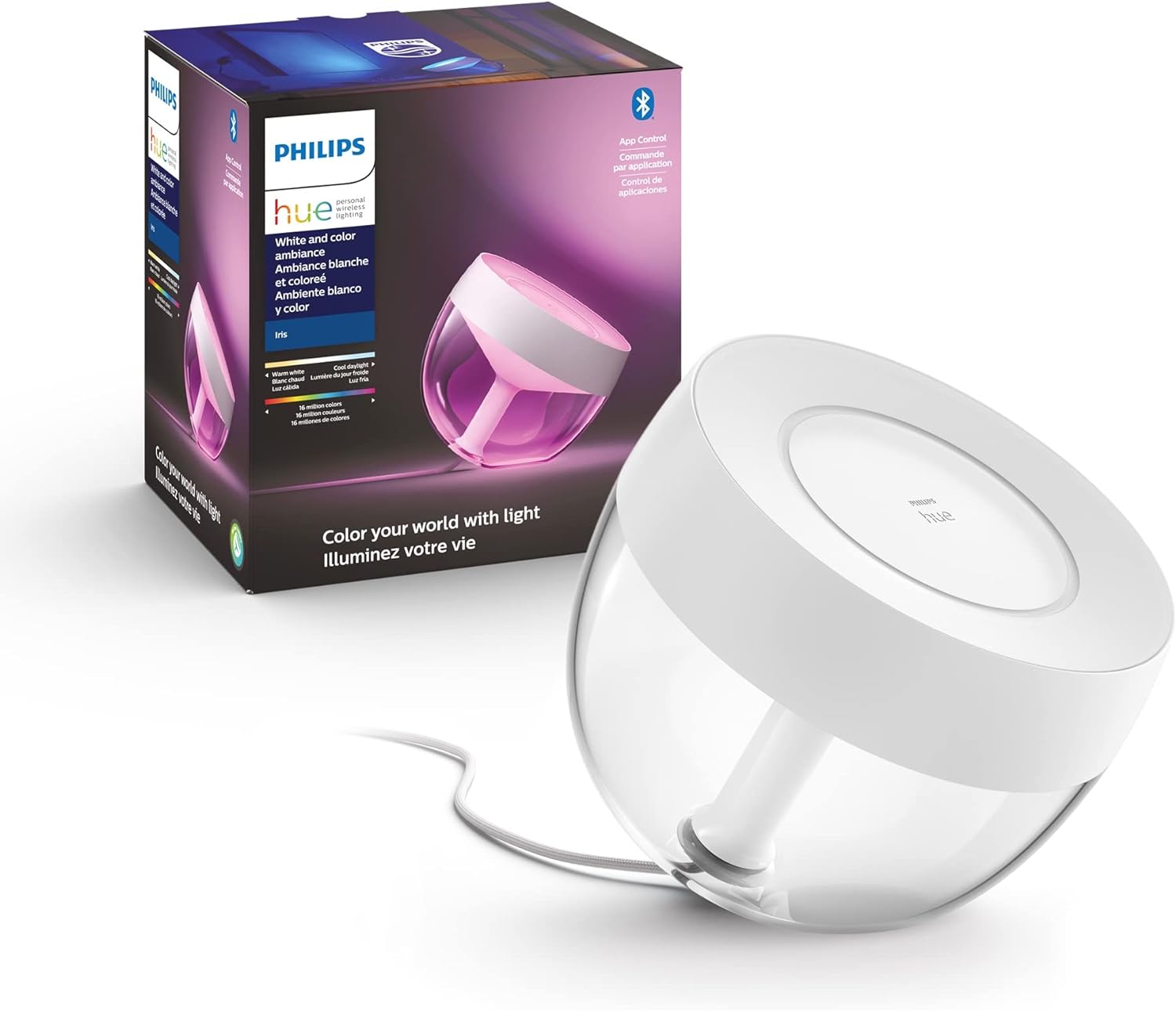 Philips Hue Iris Table Lamp, White - White and Color Ambiance LED Smart Color-Changing Light - Pack of 1 - Control with Hue App - Works with Alexa, Google Assistant, and Apple Homekit