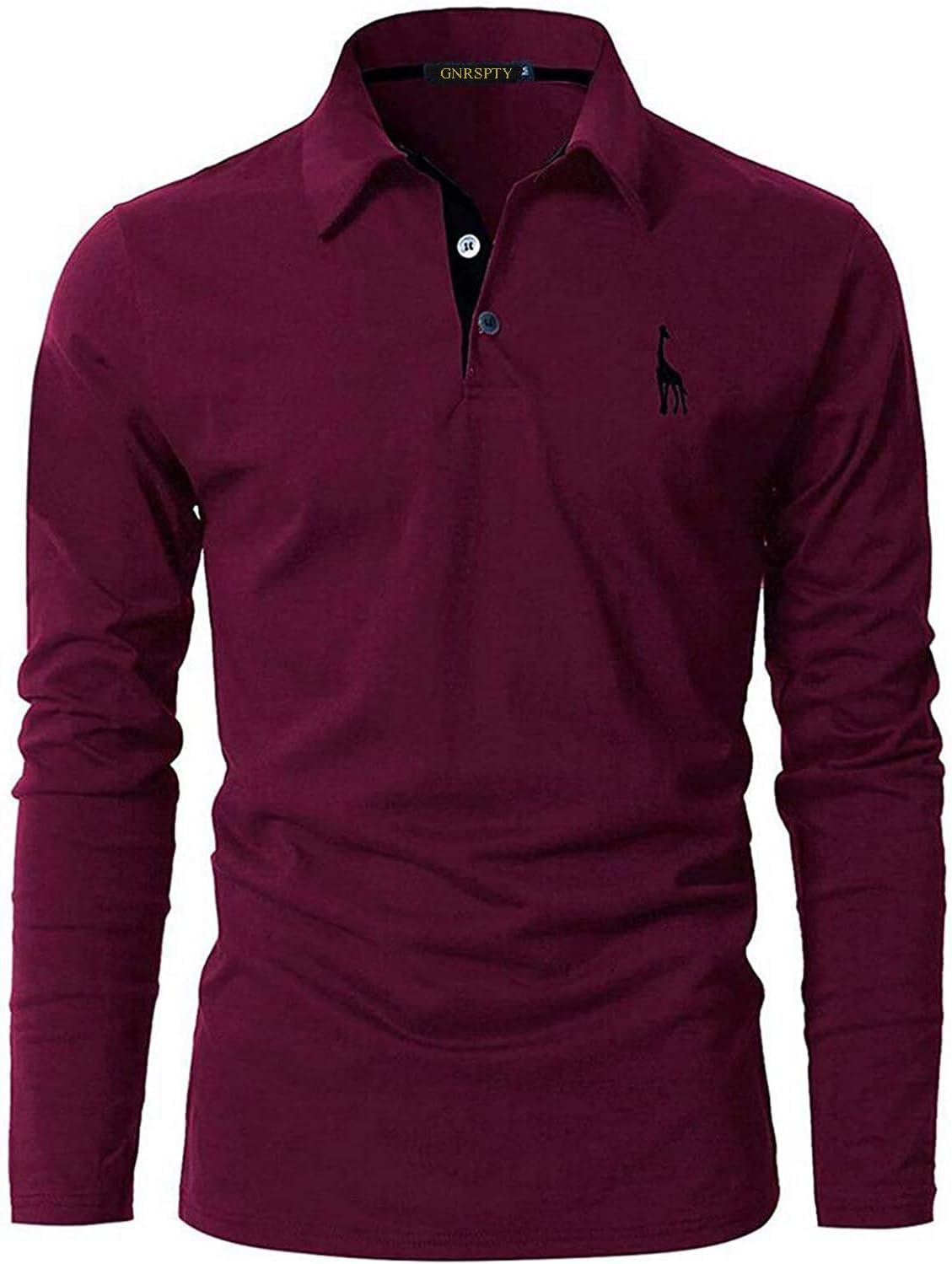 GNRSPTY Mens Long Sleeve Polo Shirt Cotton Golf Giraffe Tops