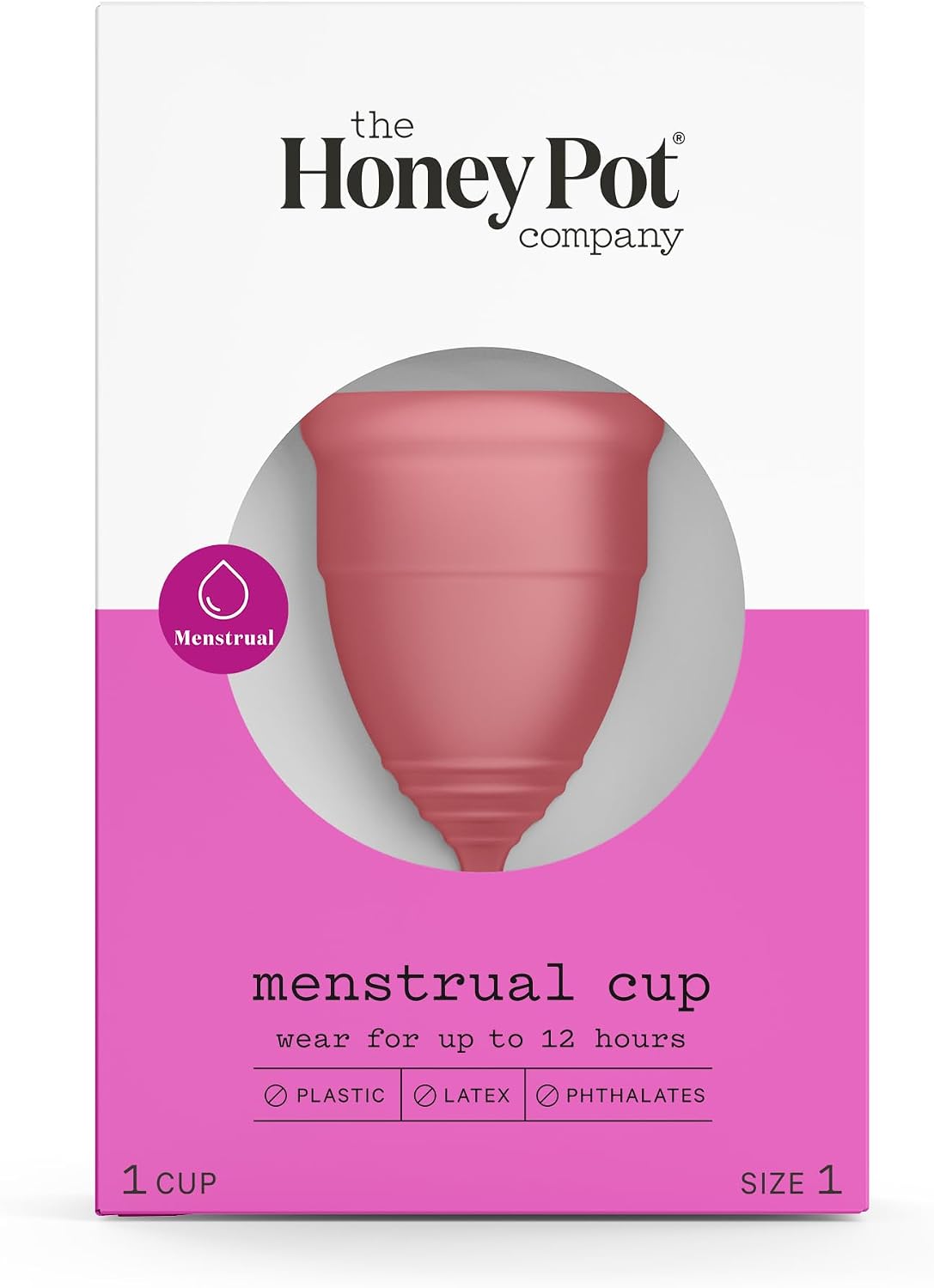 The Honey Pot Company - Menstrual Cup - 12 Hour Reusable Protection for Periods - Natural Feminine Hygiene Products - Size 1