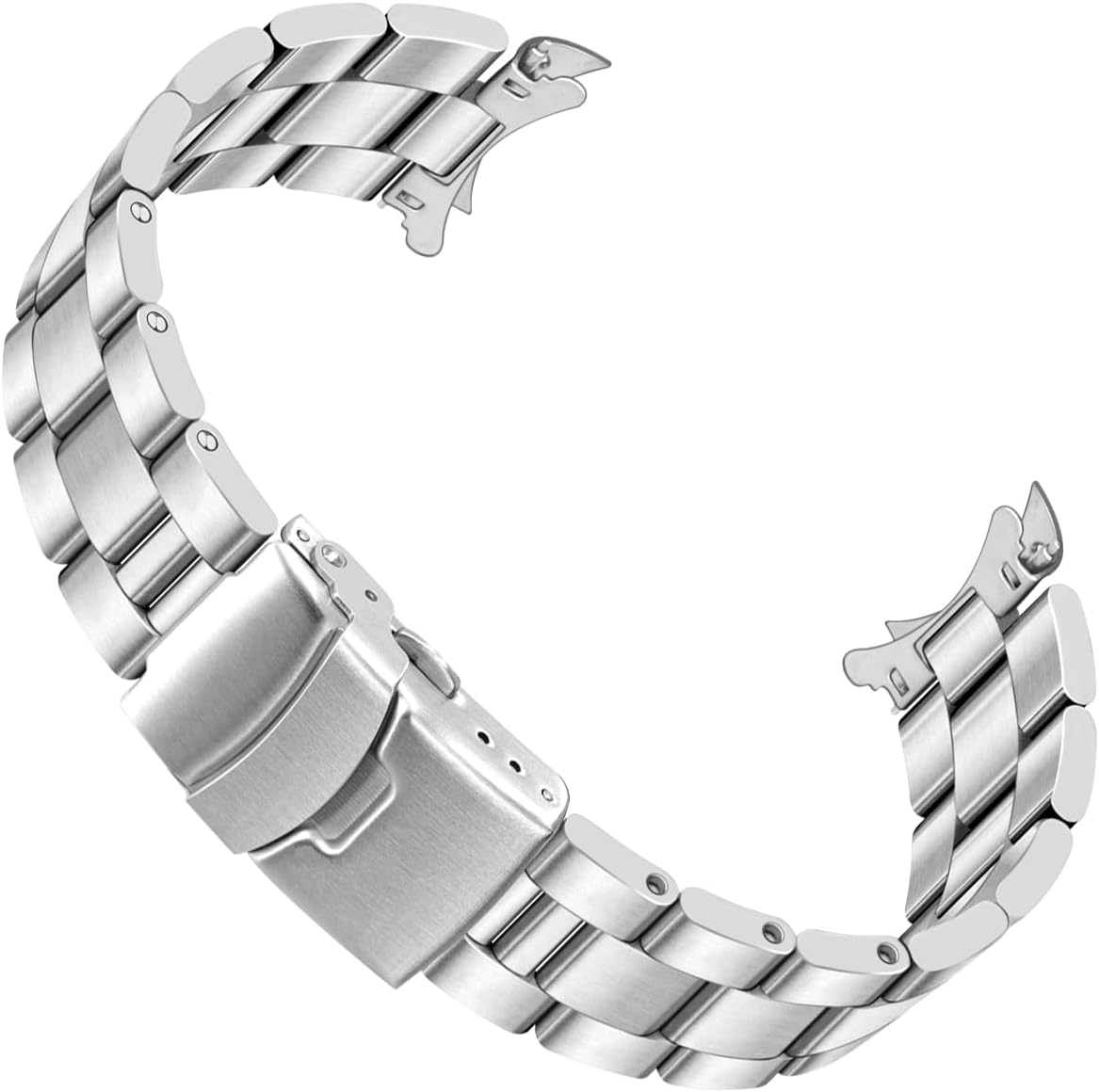 Juntan Stainless Steel Curved Solid End Tapered Watch Band, 18mm 20mm 21mm 22mm Watch Bands Metal Watch Strap Bracelet Deployment Double FlipLock Buckle Silver Black Silver Gold