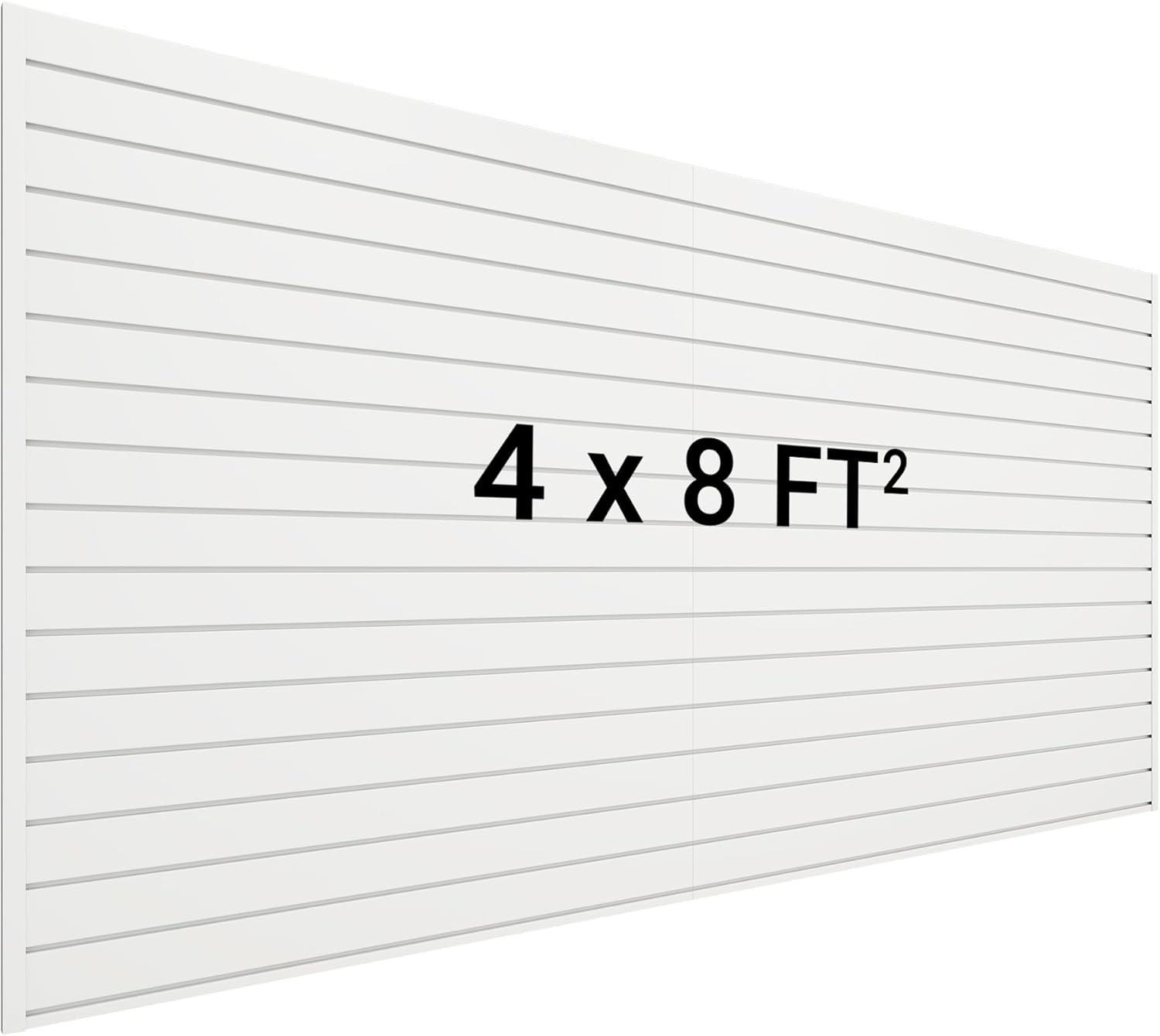 Neoaider Slatwall Panel 8 FT x 4 FT, Interlocking Slat Wall Paneling, Wall Mounted PVC Wallpanel, Suitable for Garage Storage and Organizer, Slatwall Board, Shelves - White