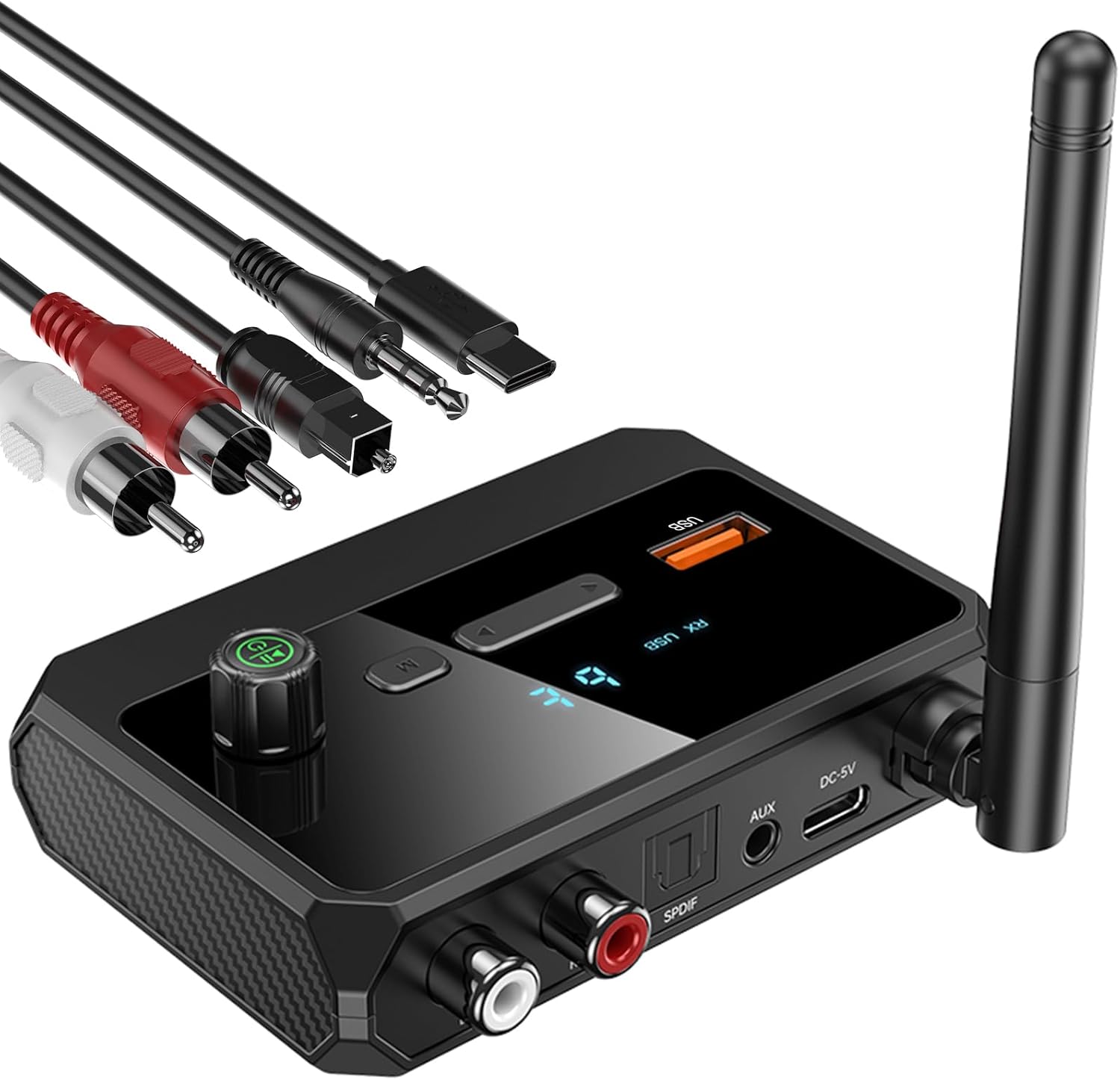 KAIY Bluetooth 5.3 Receiver for Home Stereo, Optical Low Latency & HD Music Audio Bluetooth to RCA Adapter for Stereo/Speakers/Wired Speakers/Home Audio Music Streaming Stereo System, Support AUX/USB