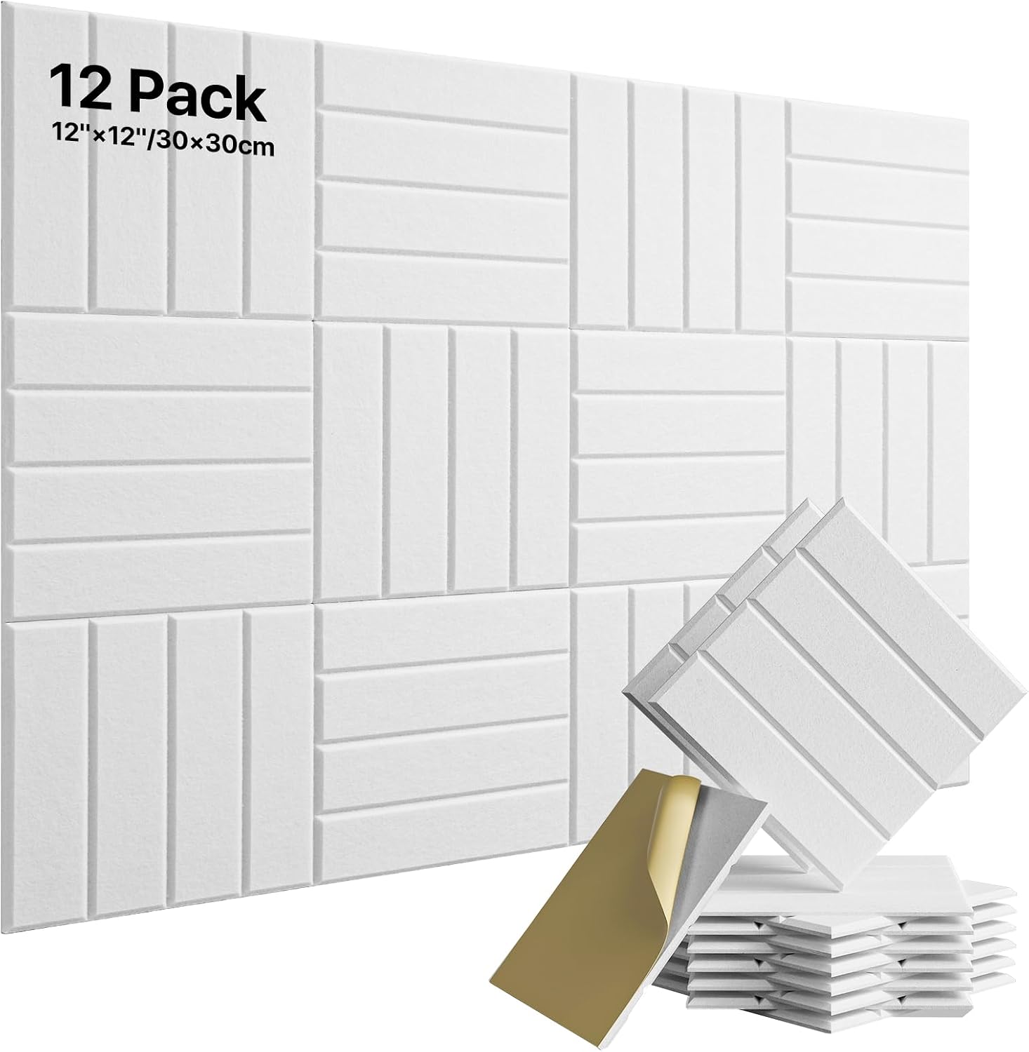 Soundsbay Acoustic Wall Panels Self-adhesive, 12 Pack Sound Proofing Panels