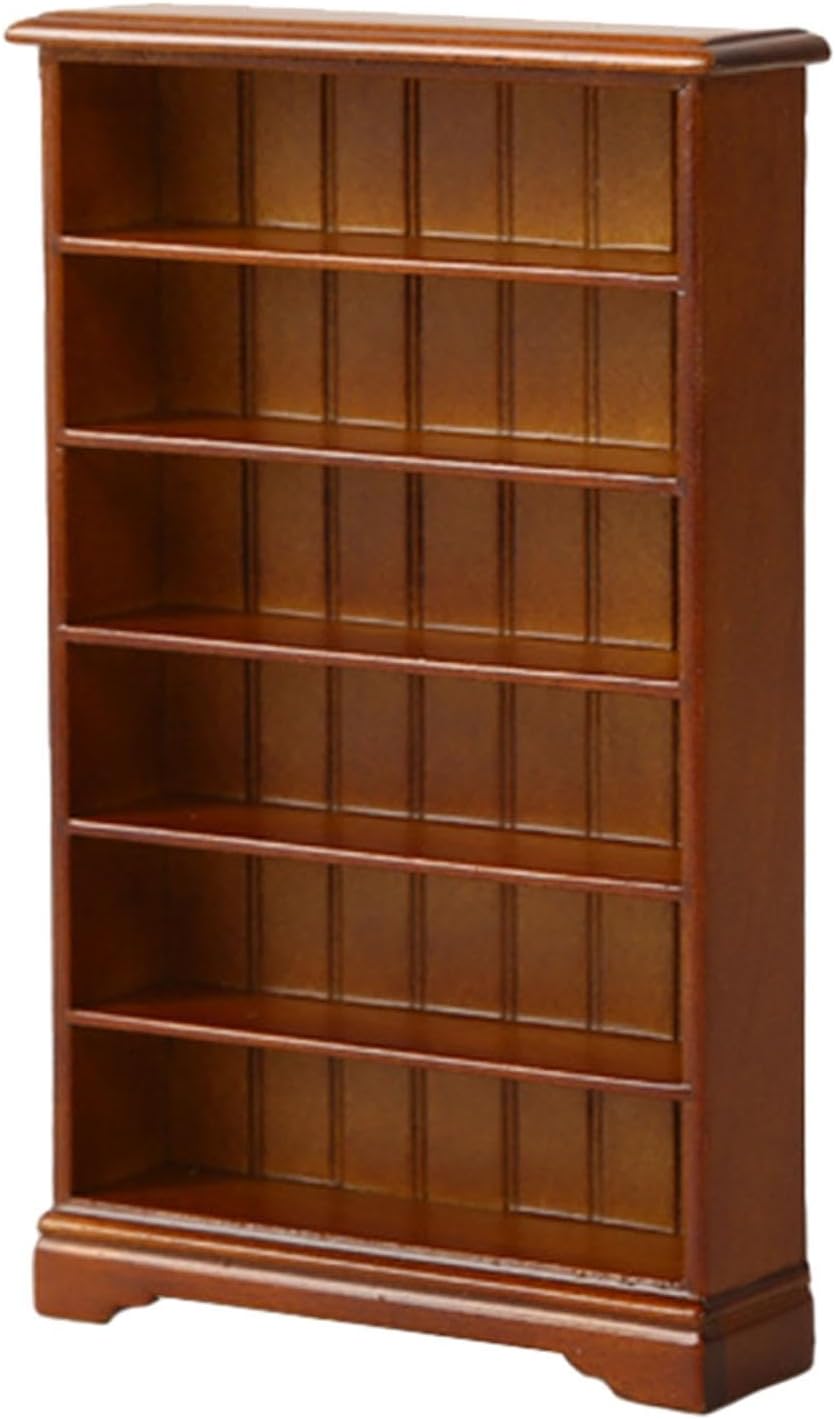 Baoblaze 1:12 Scale Dollhouse Bookcase Wooden Furniture Gift Doll Accessories Decoration Mini Display Cabinet Storage Rack for Balcony, Brown