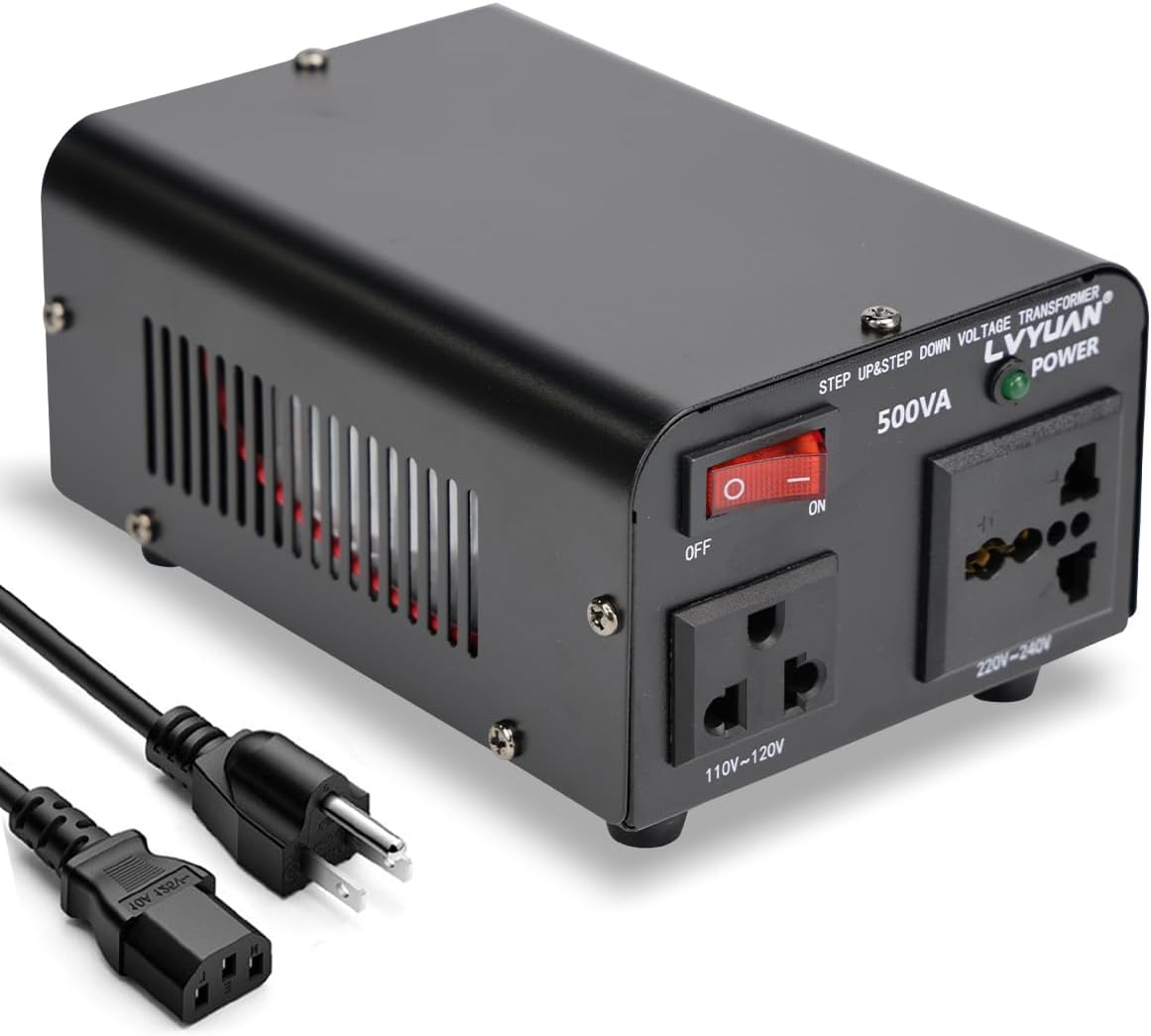 LVYUAN Voltage Transformer Converter 500 Watt Step Up/Down Convert from 110-120 Volt to 220-240 Volt and from 220-240 Volt to 110-120 Volt with US Outlet, Universal Outlet, Circuit Breaker