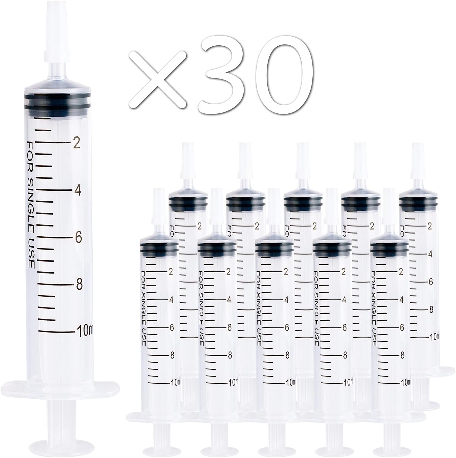 JOLLY PARTY 30 Pack 10ml Plastic Syringes, Small Syringe with Tip Cap
