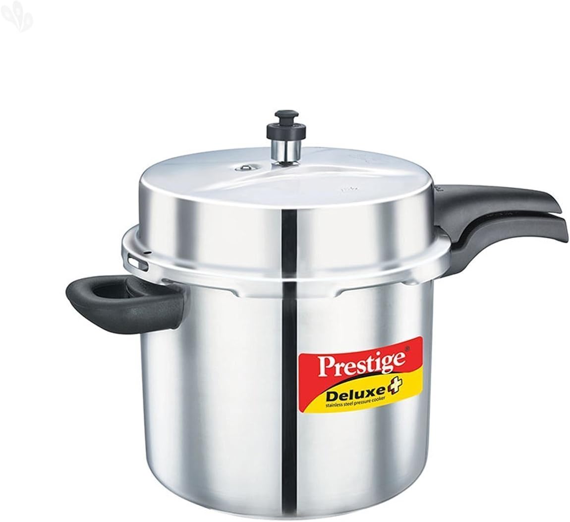 Prestige 10-Liter Deluxe Alpha Induction Base Stainless Steel Pressure Cooker, Small, Silver