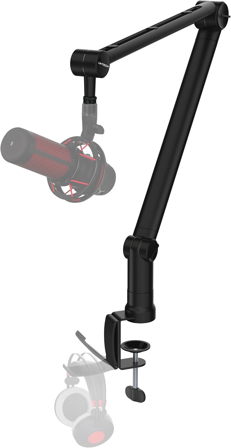 IXTECH Microphone Boom Arm with Desk Mount, 360° Rotatable, Adjustable and Foldable Scissor Mounting for Podcast, Video Gaming, Radio and Studio Audio, Sturdy and Universal - Elegance Model