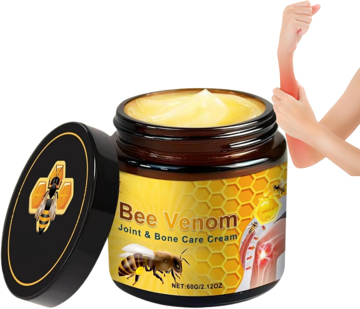 Bee Venom Jo-int and Bone Relief Cream-Bee Venom Skin Treatment Cream-Non-Greasy Fast Absorbing,Relief Gel for Foot, Knee,Heel,Shoulder& Joint,Deep Heat Muscle Relaxant with Mint