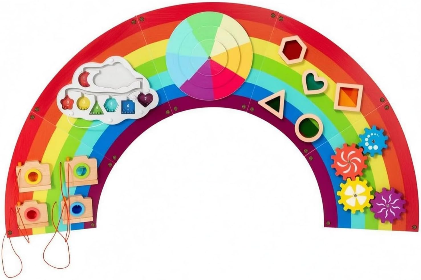 Amagogo Children Wall Board Wooden Activity Board Educational Wall Panel Interactive Play Toy With Painted Surface And Shape Tracing suitable for preschool, style to 1