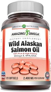 Amazing Omega Wild Alaskan Salmon Oil (Omega-3, EPA/DHA) Supplement | 2400 Mg Per Serving | 120 Softgels | Non-GMO | Gluten-Free | Made in USA