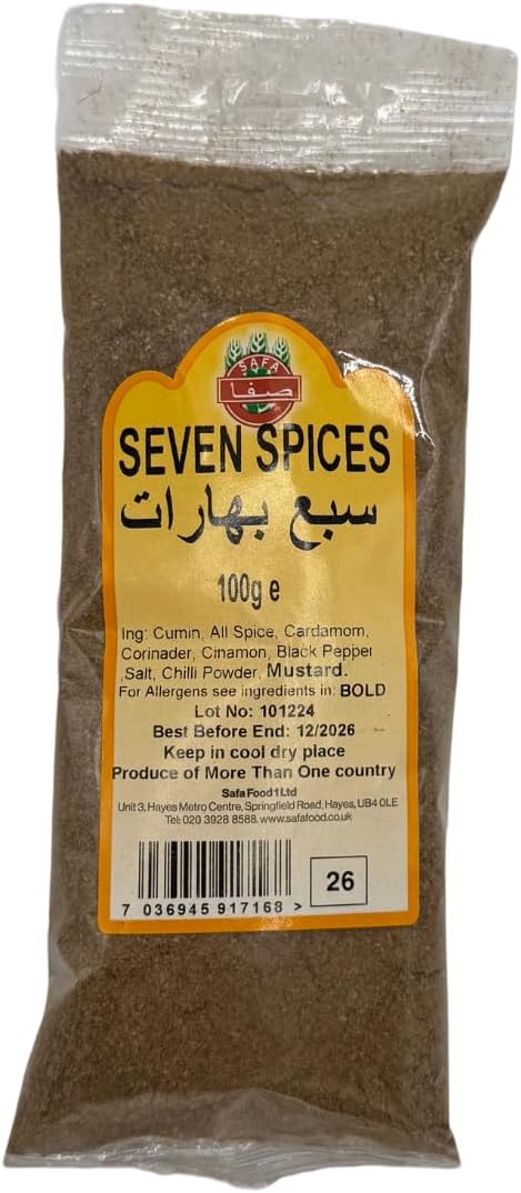 SAFA Seven Spices 100g | Authentic Middle Eastern Spice Blend | Aromatic and Versatile Seasoning for Cooking, Grilling, and Marinades (100g (Pack of 1))