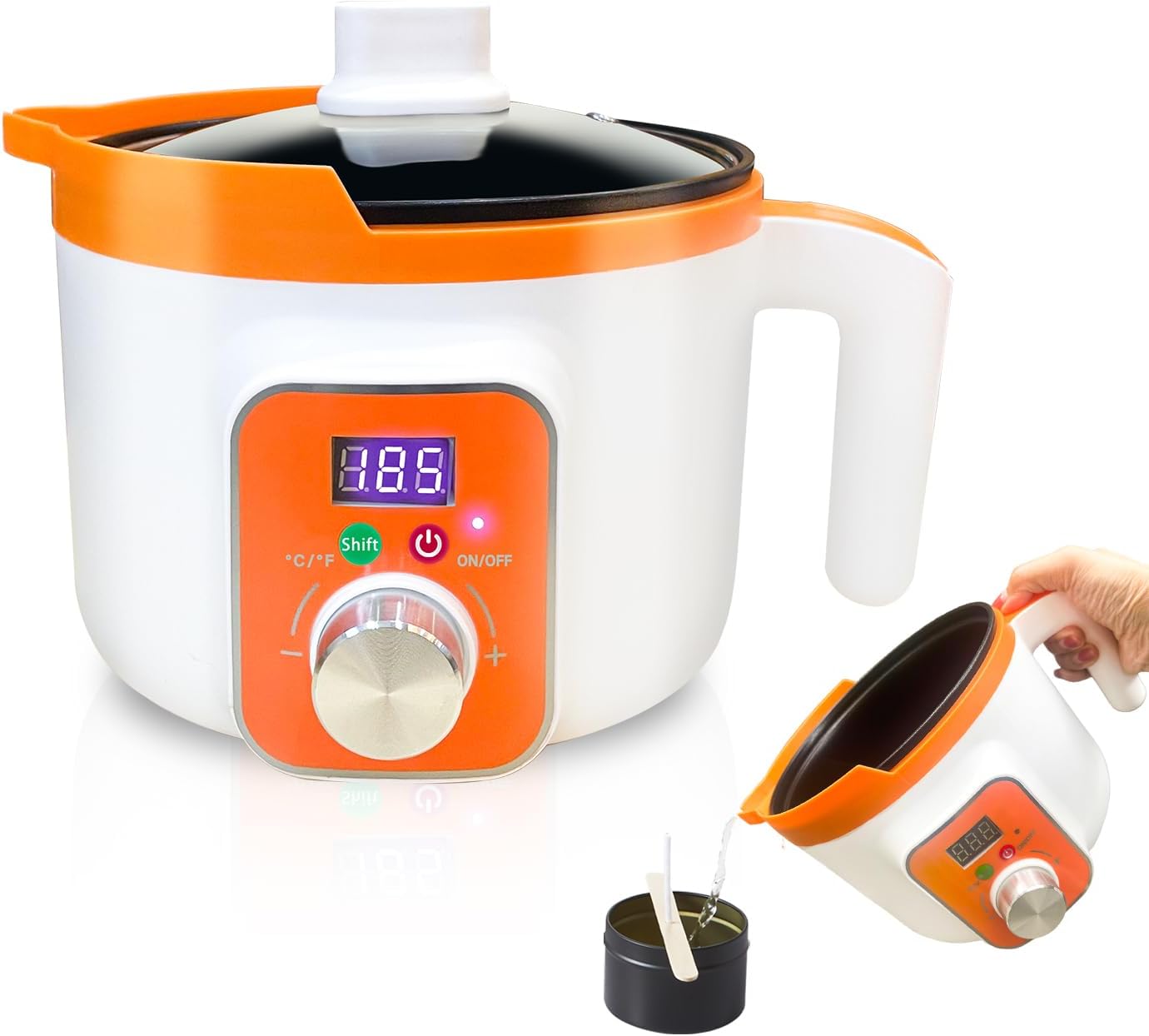 Ksedcon Digital Wax Melter for Candle Making, Electric Wax Melting Pot with Temp Control, Candle Making Double Boiler Jug with Pour Spout