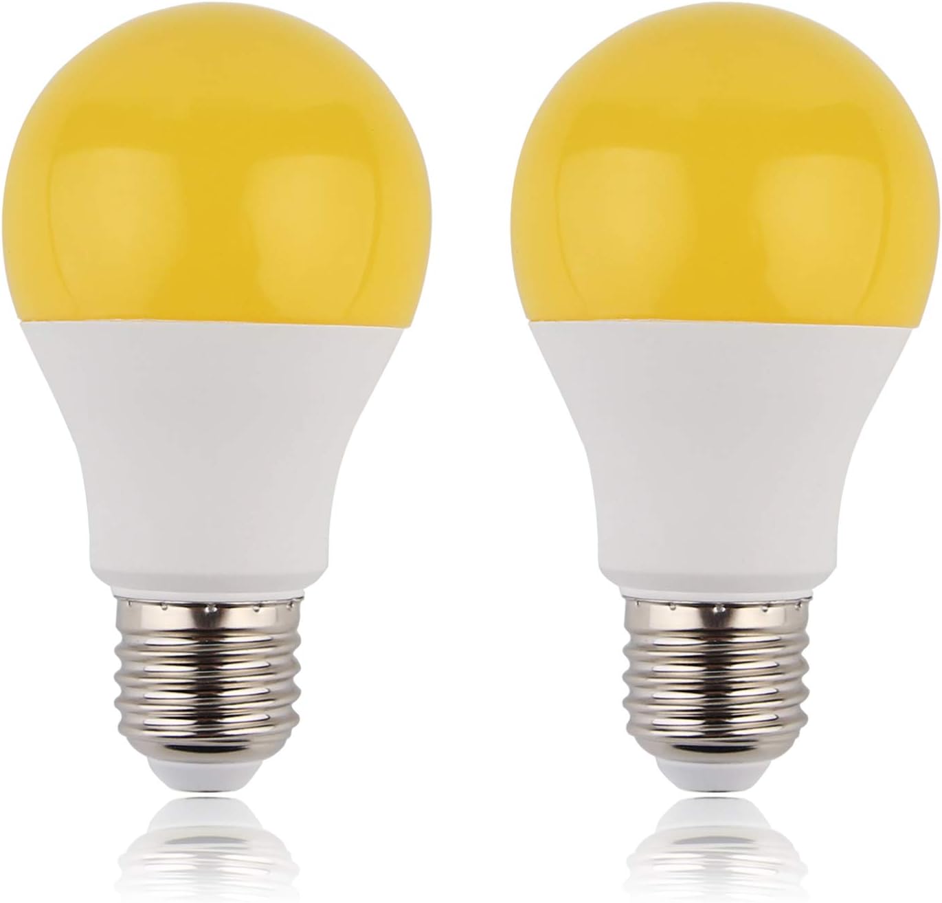 GREENIC 60 Watt Yellow Light Bulbs 2-Pack 120V E26 Base Led bulb A19 800Lm 2200k Porch Light for Outdoor Indoor Bedroom Yard