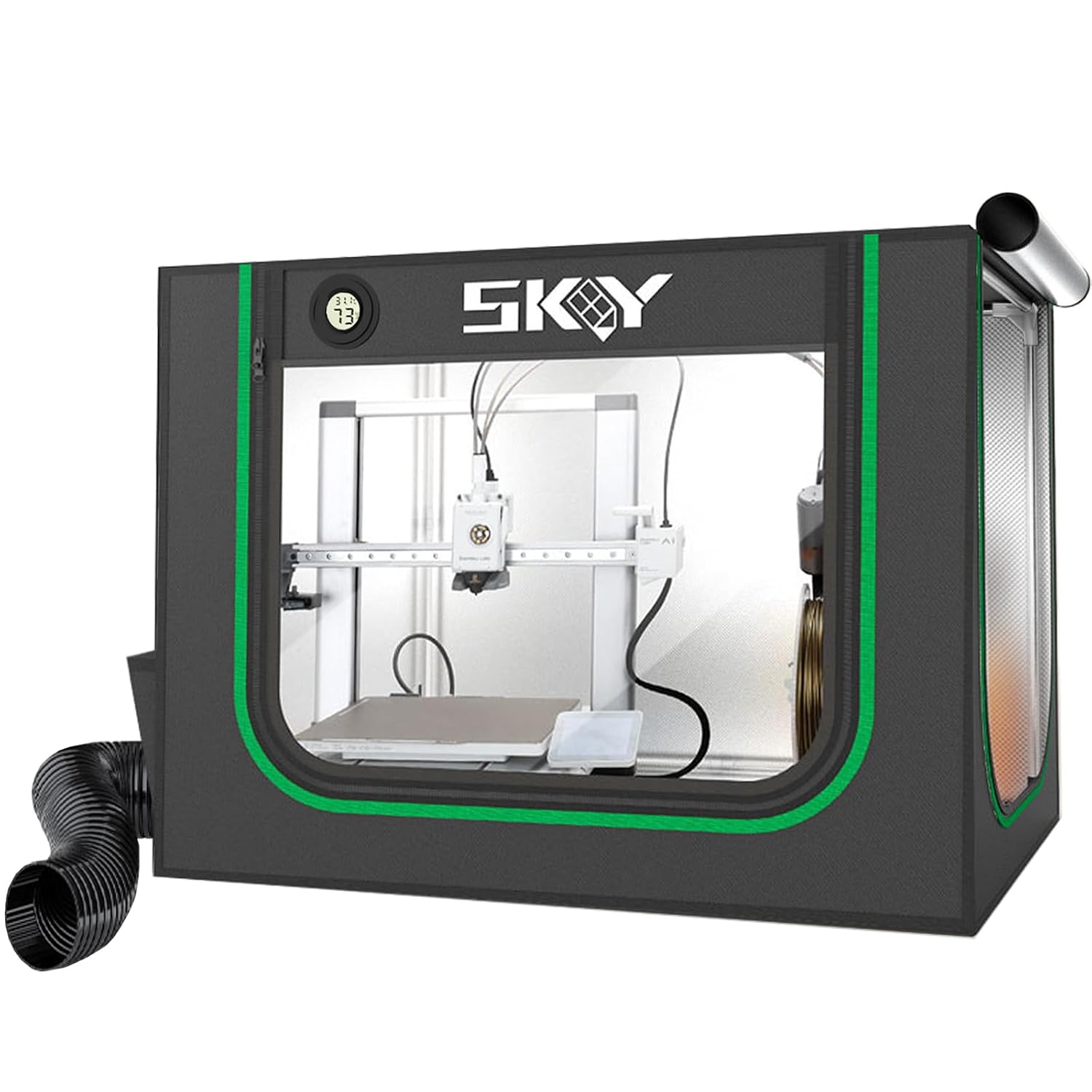 3D Printer Enclosure for Bambu Lab A1,A1 Mini with LED Light,Fan Extraction Kit,Thermo-Hygrometer, Fireproof Dustproof Tent Constant Temperature Protective Cover,850 * 580 * 580mm