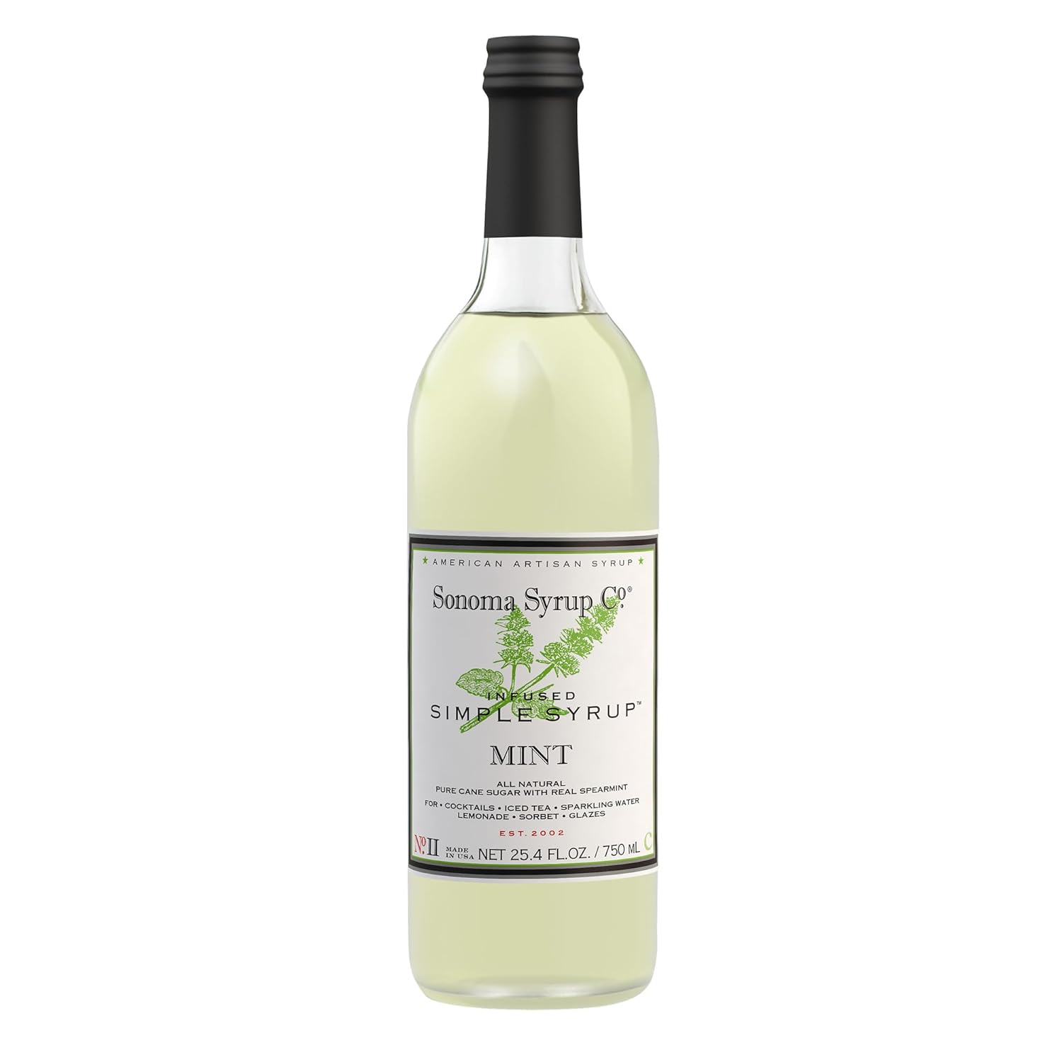 Sonoma Syrup Co. Mint Infused Simple Syrup 25.4 Fl Oz for Coffee, Cocktails, and Cooking