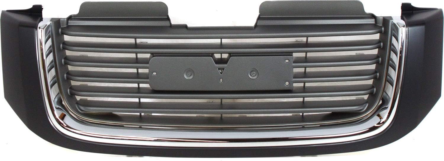Evan-Fischer Grille Assembly Compatible with 2002-2009 GMC Envoy Painted Black Shell/Painted Gray Insert with Chrome Insert Opn'g Molding