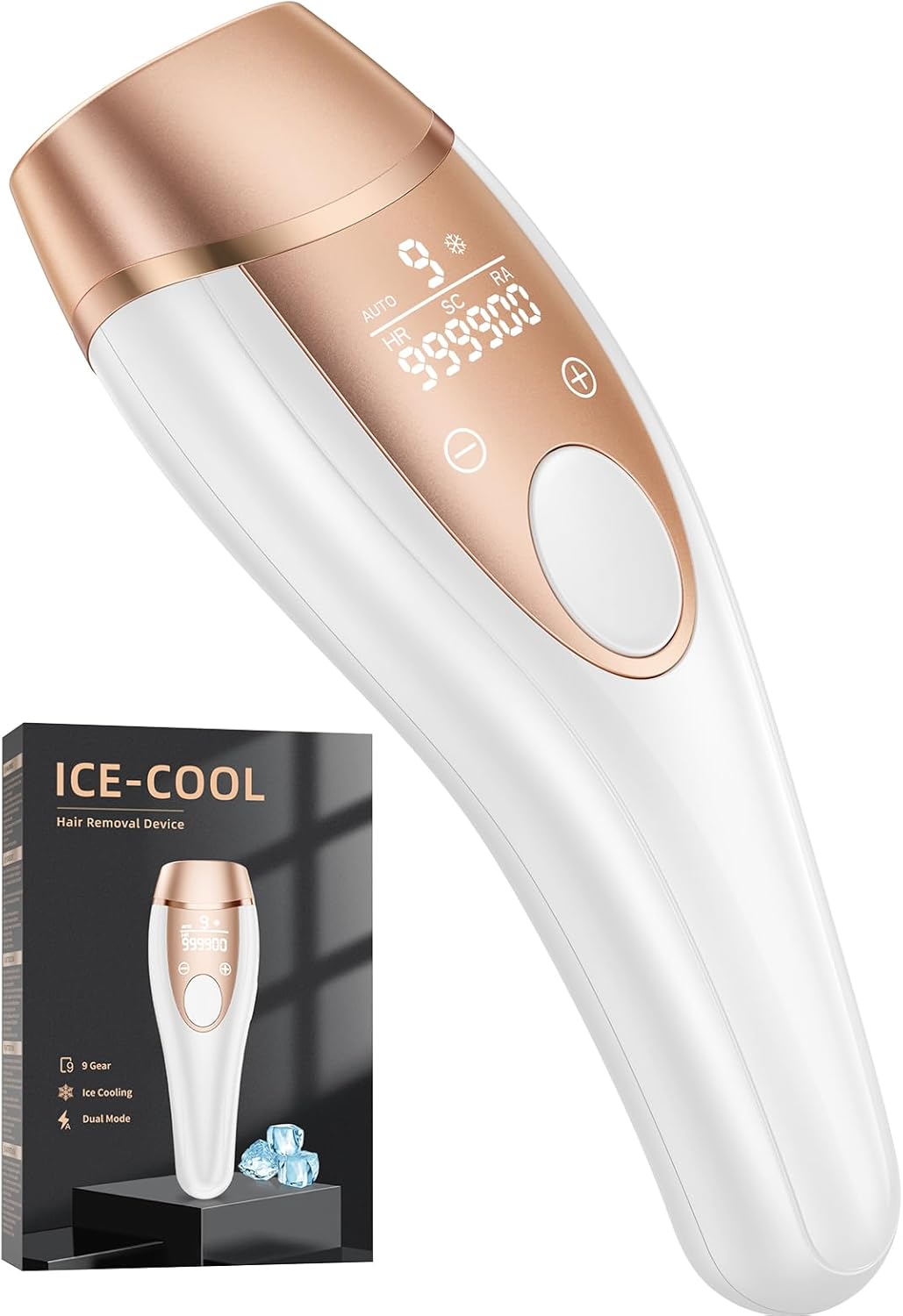 Deplite Laser Hair Removal Device with Ice-Cooling System, Painless IPL Hair Removal at Home, 9 Energy Levels, 999,900 Flashes, IPL Hair Remover for Women and Men, Armpits, Bikini Line, Body