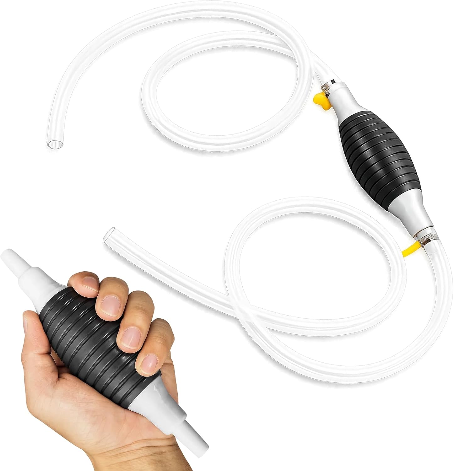 Syphon Pump Kit, 2m Fuel Syphon Pump with Hand Water Pump, Portable Siphon Pump for Cars, Fish Tanks, Boats, Gasoline Transfer, Petrol, Diesel, Oil Extraction