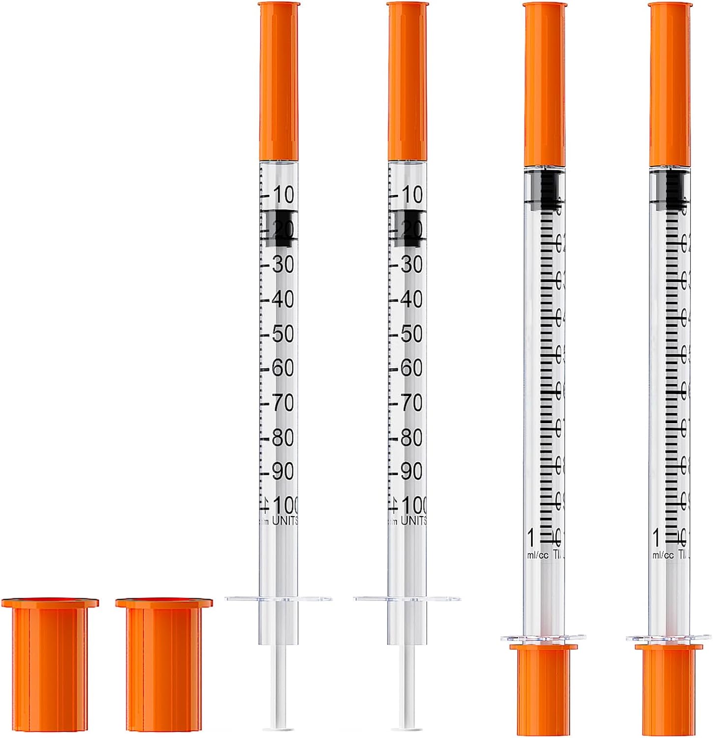 30G 1/4''(6mm) U-100 1mL/cc Lab Syringes and Needle Pack of 100