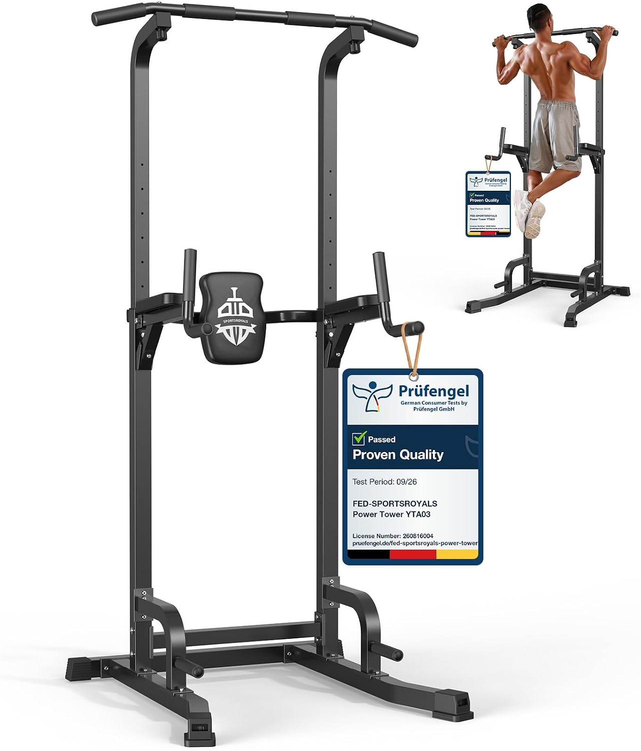 SPORTSROYALS Power Tower Dip Station，Free Standing Pull Up Bar for Home Gym