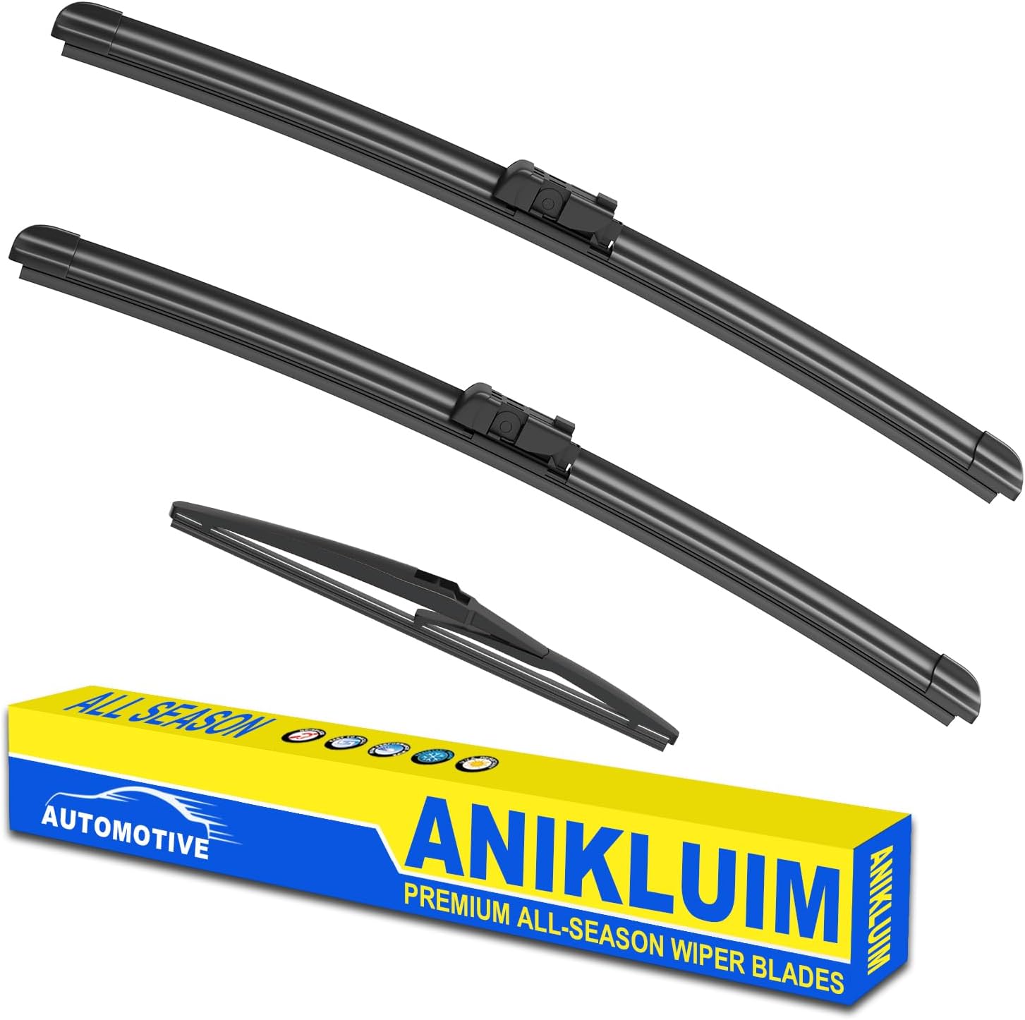 ANIKLUIM® 26"+15" Wiper Blades with 12" Rear Wiper Blade Set Replacement for 2009-2019 Fiesta Windshield Wipers Original Factory Quality (Pack of 3)
