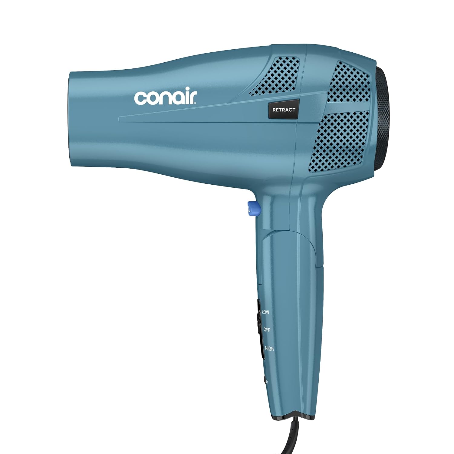 Conair Travel Hair Dryer, Dual Voltage, Folding Handle, 1875W, Blue