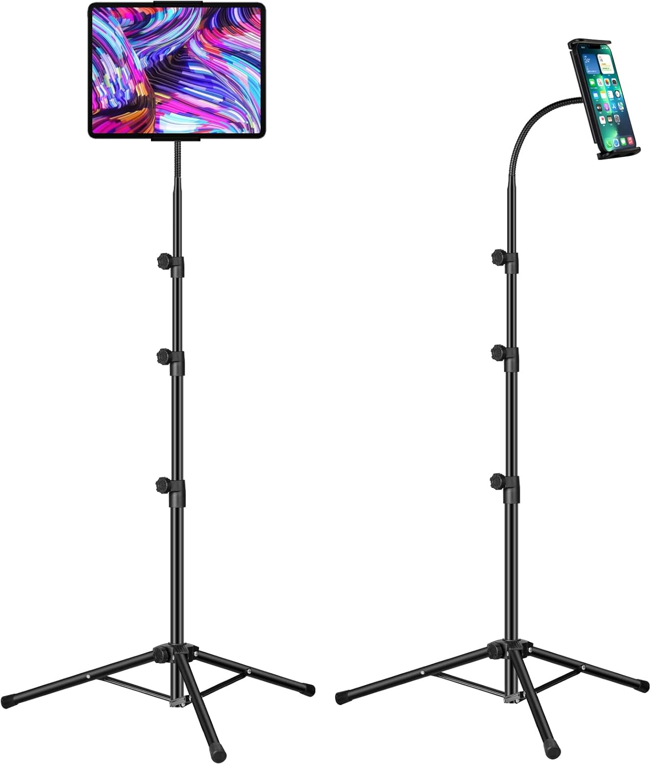 SAMHOUSING Ipad Tripod Stand,Gooseneck 65-inch Floor Stand for Tablet, Floor Stand with 360° Rotating Tripod Mount for iPhone iPad Mini/Air/Pro and All 4.5-12.9 Inch Tablets