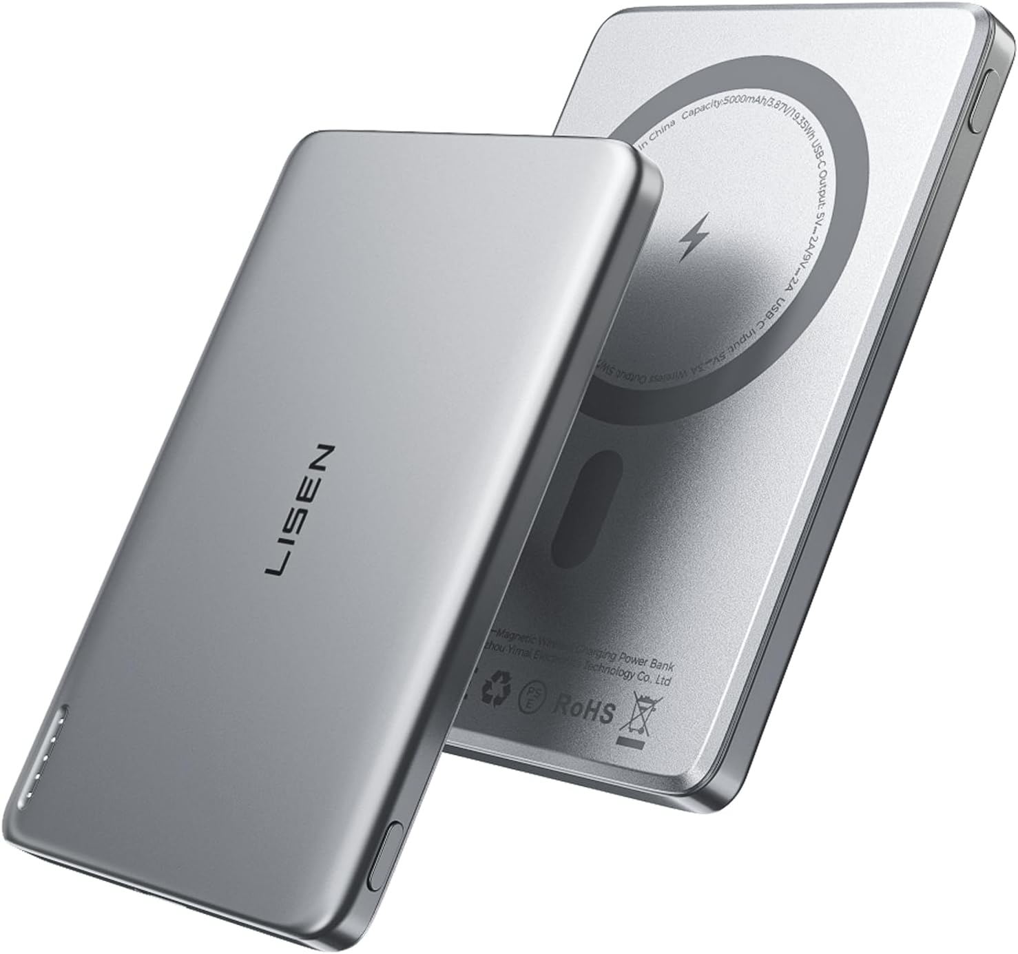 LISEN Magsafe Power Bank Slim Magnetic Mag Safecharger Power Bank for iPhone 0.3" Magsafe Battery Pack Accessories 5000mAh Wireless Portable Charger for iPhone 17-14 Pro Max Air