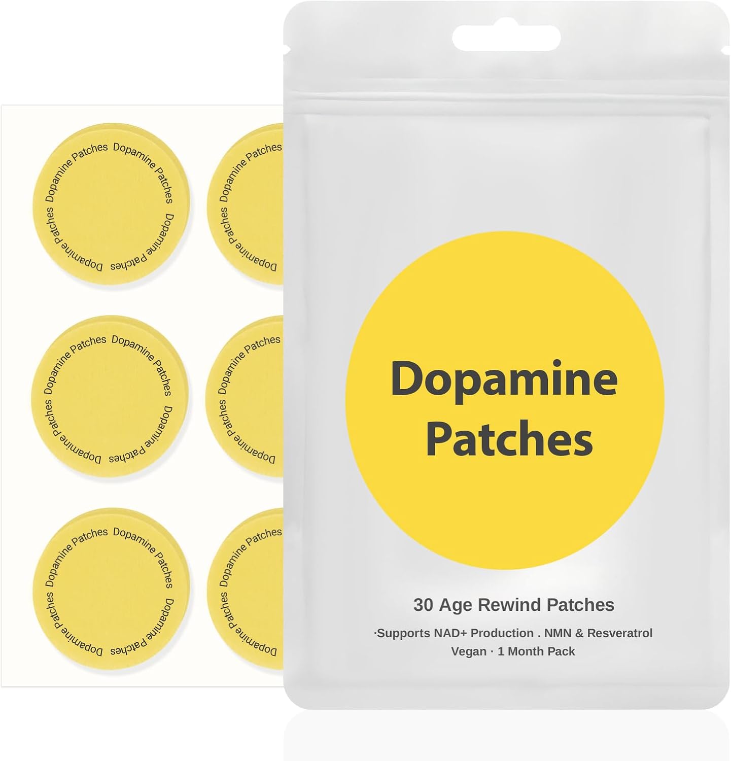Dopamine Patches | Mood Boost & Positivity Support | 30 Vegan Mood Support Patches for Daily Mental Wellness, Plant-Based Formula, Supports Dopamine & Serotonin Balance