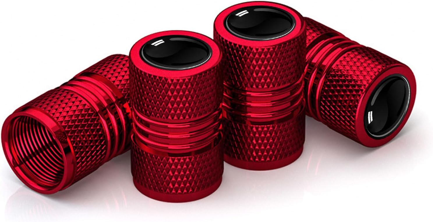 Tyre Valve Stem Caps, 4PCS Universal Dust Caps for Car Motocycle Bike Tire Wheel Covers (Red)