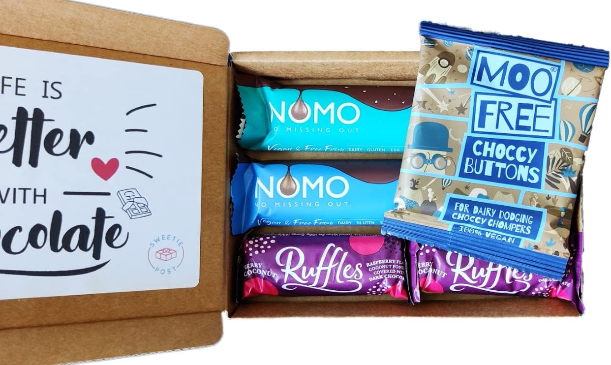 Vegan Chocolate Treat Gift Box | Vegan Chocolate Present | Vegan Chocolate Selection Gift Box | NOMO MOO FREE Vegan Chocolate Hamper | Vegan Letterbox Gift Box |Vegan Chocolate Lover Present