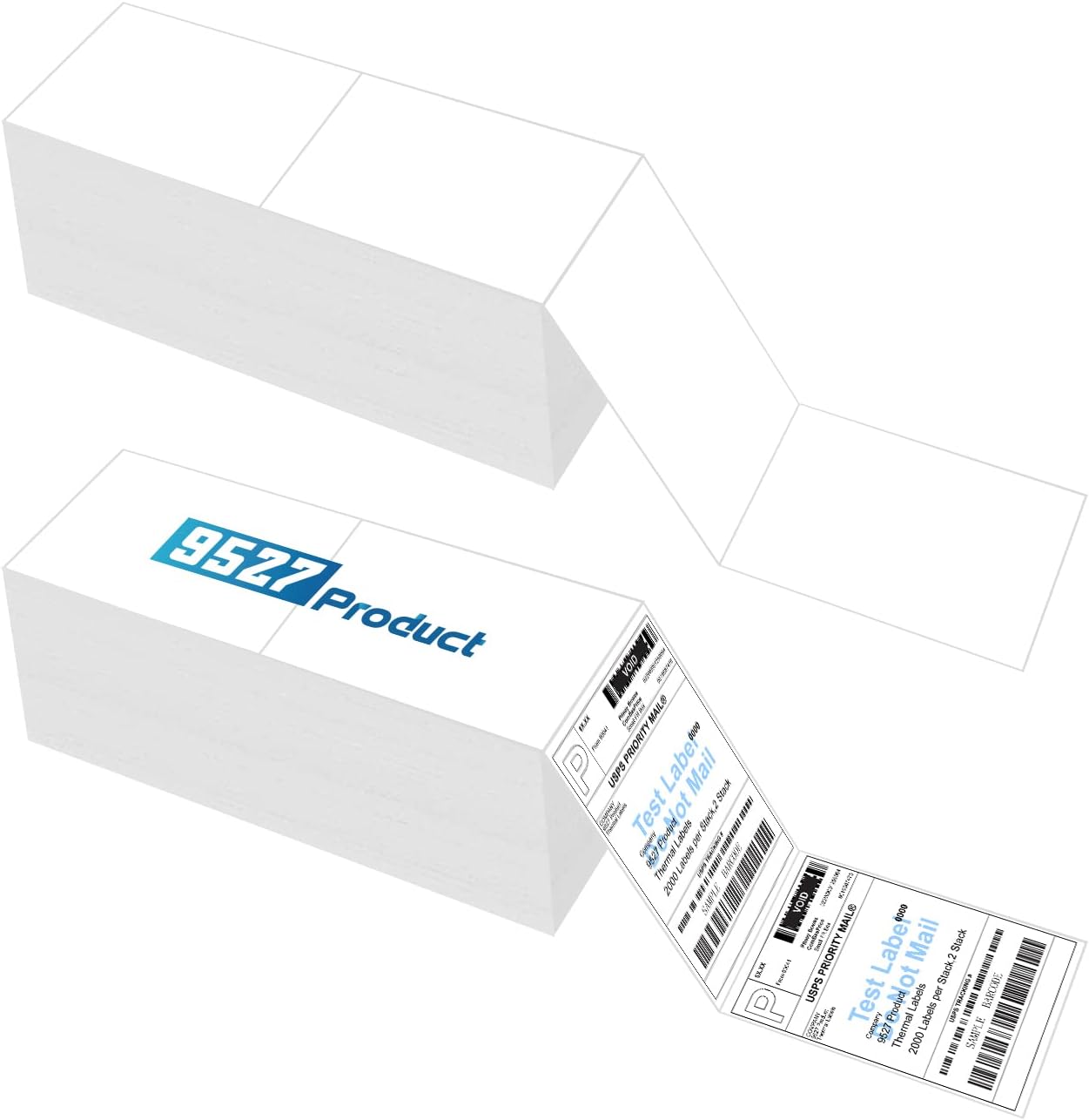 9527 Product 4'' x 6'' Zebra Fanfold Direct Thermal Printer Labels for Shipping, 2 Stacks, 4000 Labels White, Perforated (2,000 Labels per Stack)