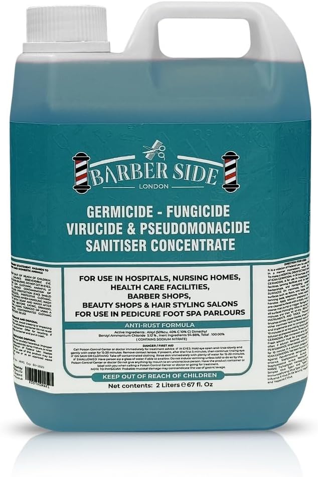 Barber Side London Disinfectant Solution for Salon Jars, Medical, Athletics-Girmicide Solution 2 Liters - 2000ml (Original)