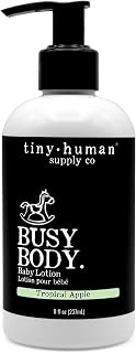 Busy Body Baby Lotion 8oz, 1 Pack, Tropical Apple, Natural Ingredients, No Added Dyes, Parabens or Phthalates