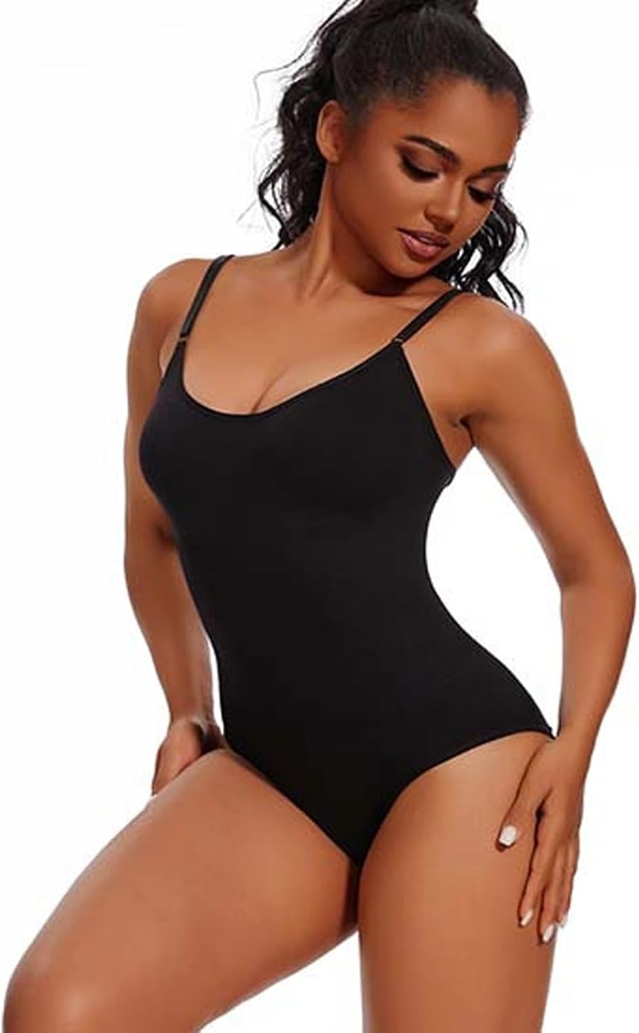 BDSHUNBF Women Shapewear Bodysuit Tummy Control Full Body Shaper With Adjustable Straps, Comfortable Seamless Waist Trainer Top