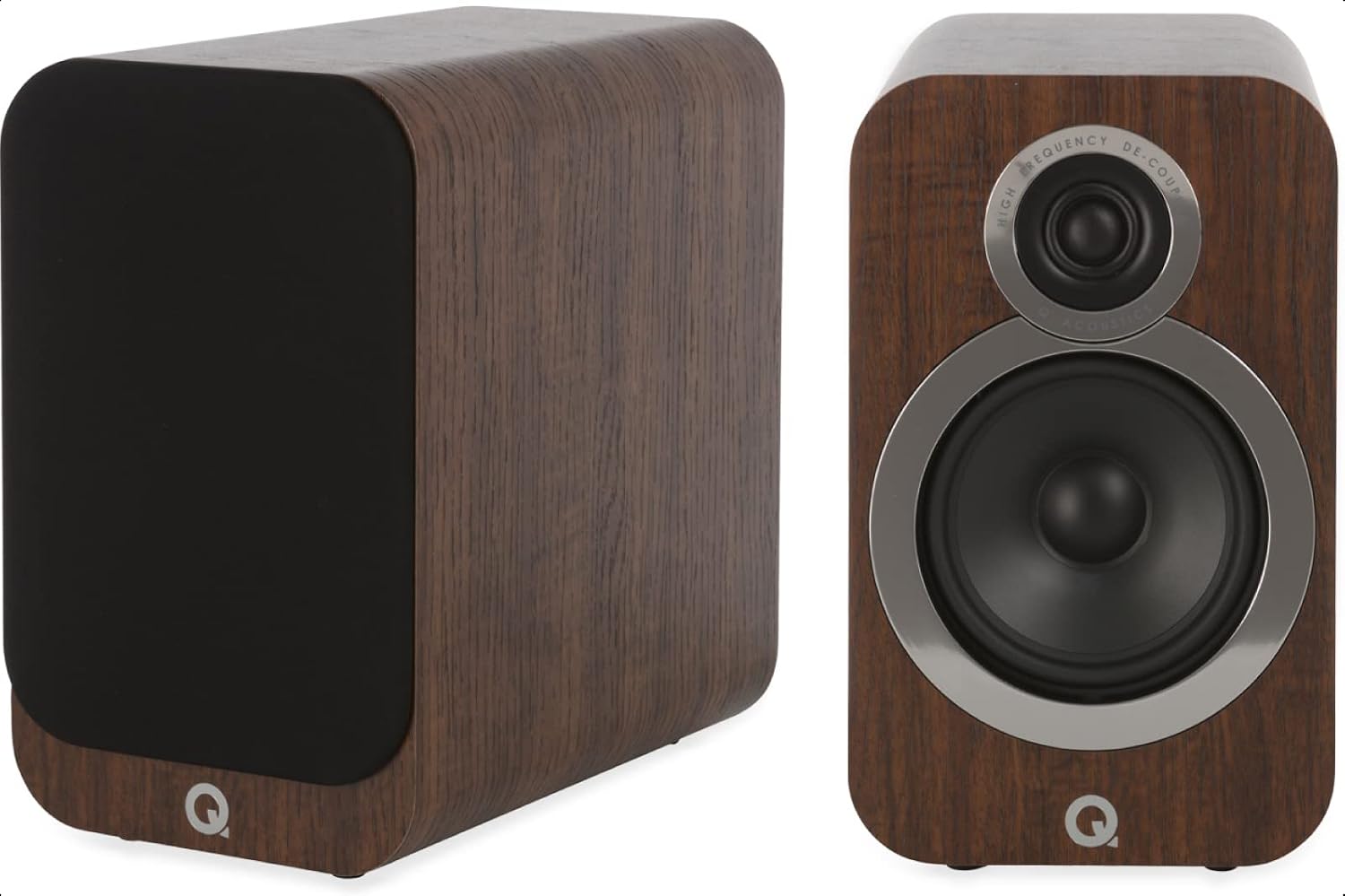 Q Acoustics 3020i Bookshelf Speakers Pair English Walnut - Featuring 2-way Reflex Enclosure Type, 125mm (5") Bass Driver, and 22mm (0.9") Tweeter - Stereo Speakers Hifi/Passive Speakers