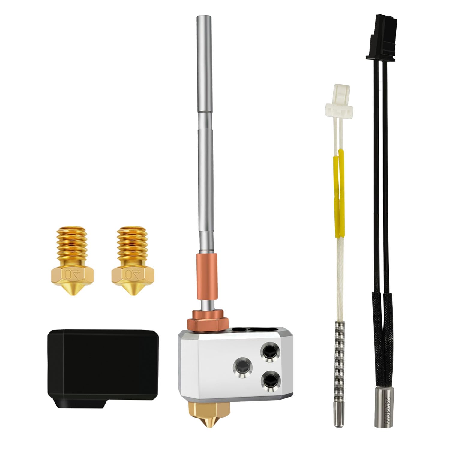 Hotend for Prusa I3 MK4/XL/Core One Print Head Heater Block 0.4MM 24V 40W Heating Cartridge Thermistor Silicone Cover Extruder Kit Printhead with Extra 2 Pack Brass Nozzles