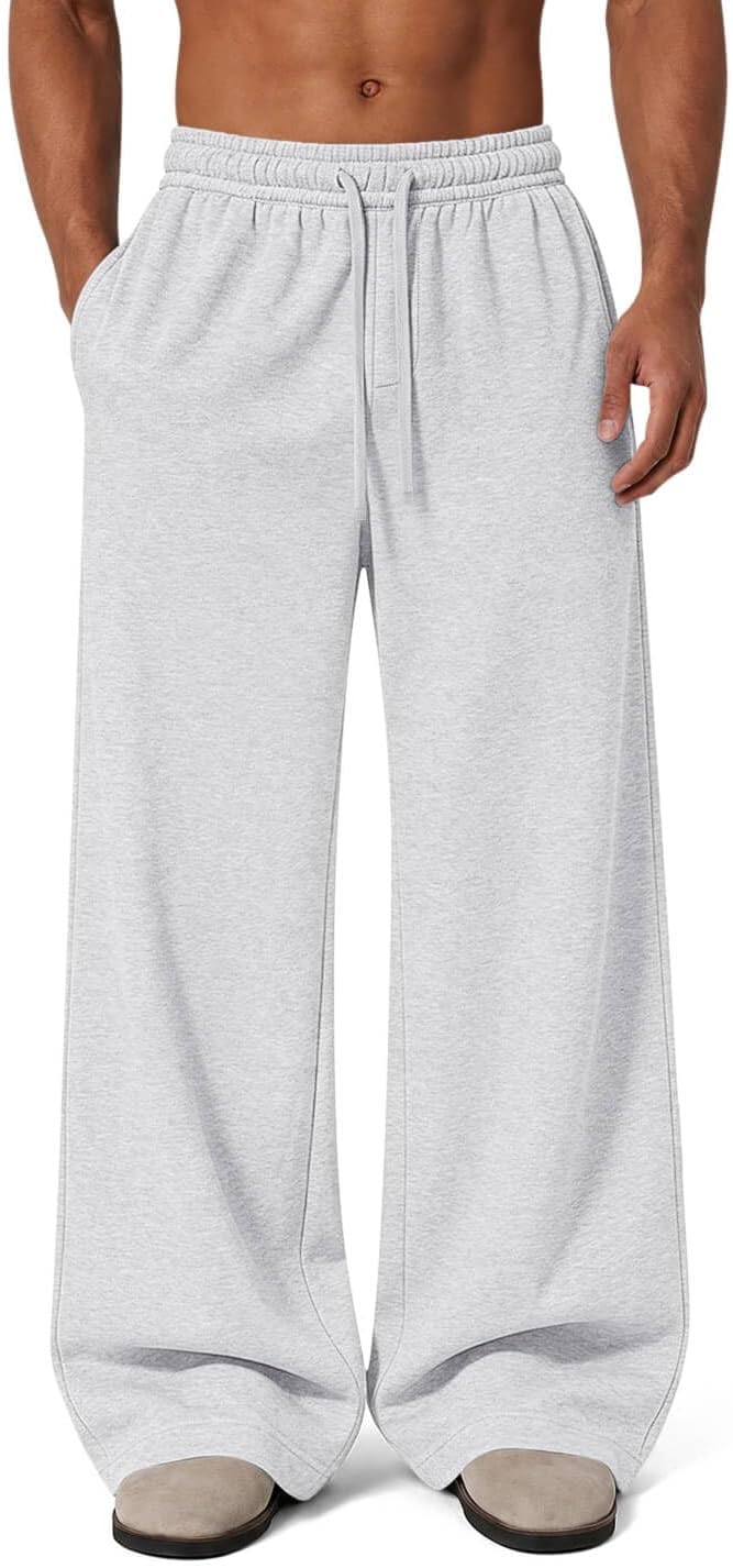 Ugerlov Men's Baggy Sweatpants Fleece Wide Leg Cotton Sweat Pants