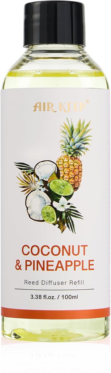 Reed Diffuser Oil Refill/Coconut&Pineapple/3.38oz(100ml/1 Pack/Scented Oil Refill for Diffuser Home Fragrance for Bedroom, Bathroom Office Home Decor