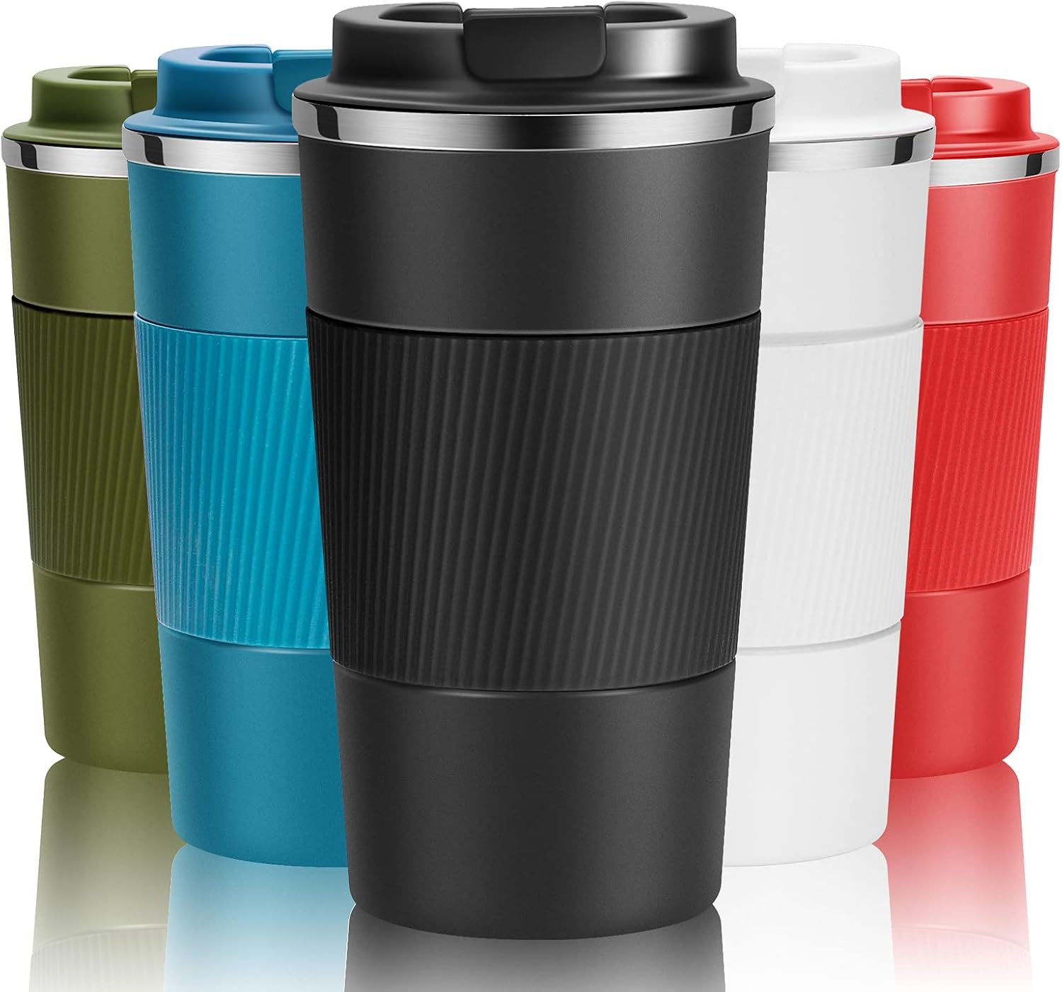YINJOYI Travel Mug Reusable Coffee Cups 510ml/18oz Thermal Insulated Vacuum Insulation Stainless Steel Bottle for Hot Cold Drinks Black